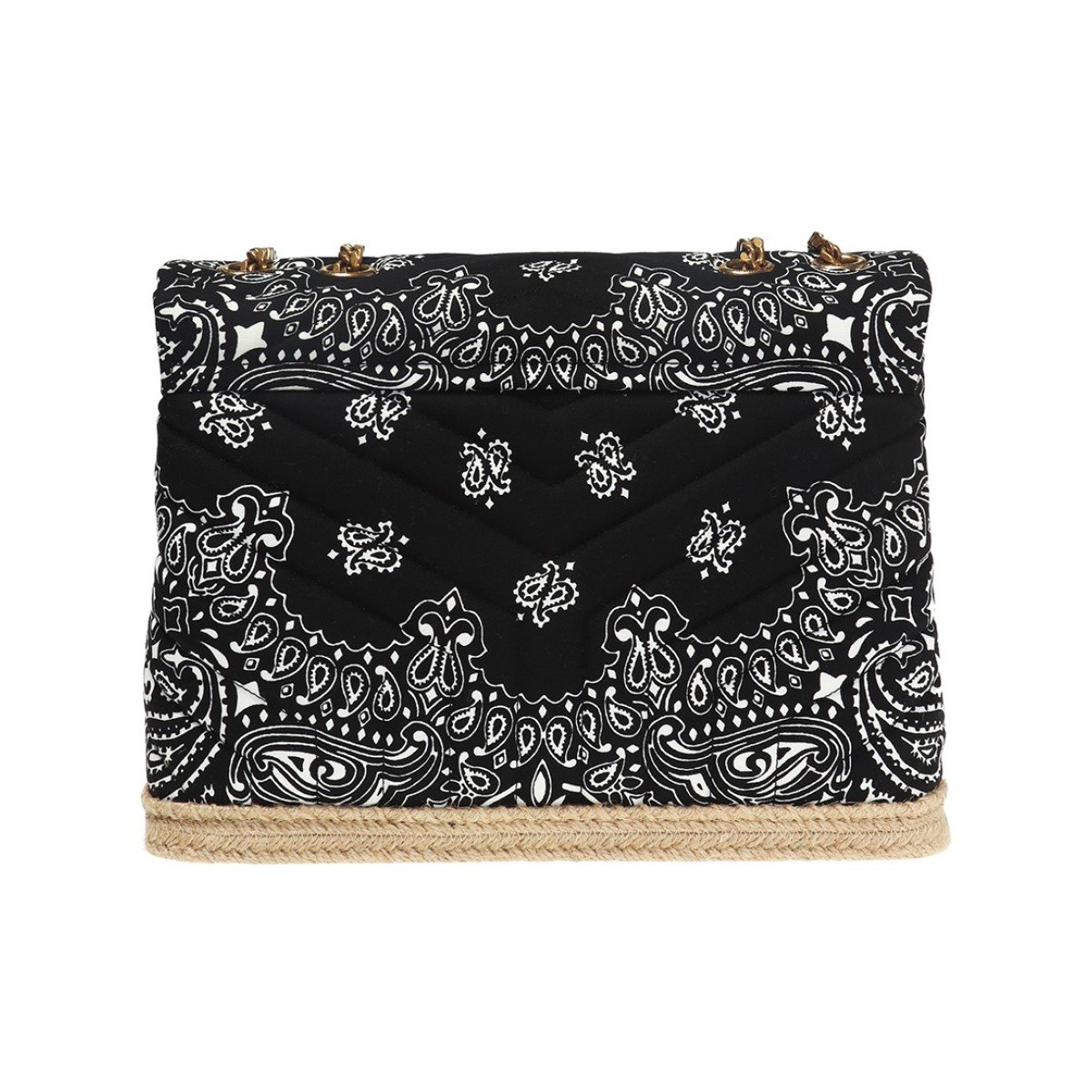 Saint Laurent Loulou Black Paisley Quilted Monogram Chain Bag