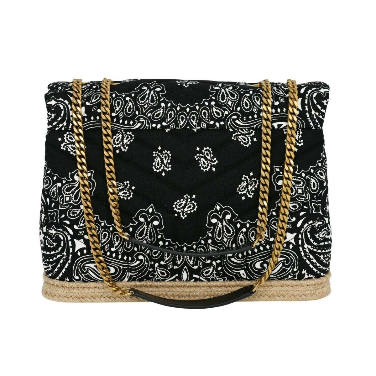 Saint Laurent Loulou Black Paisley Quilted Monogram Chain Bag