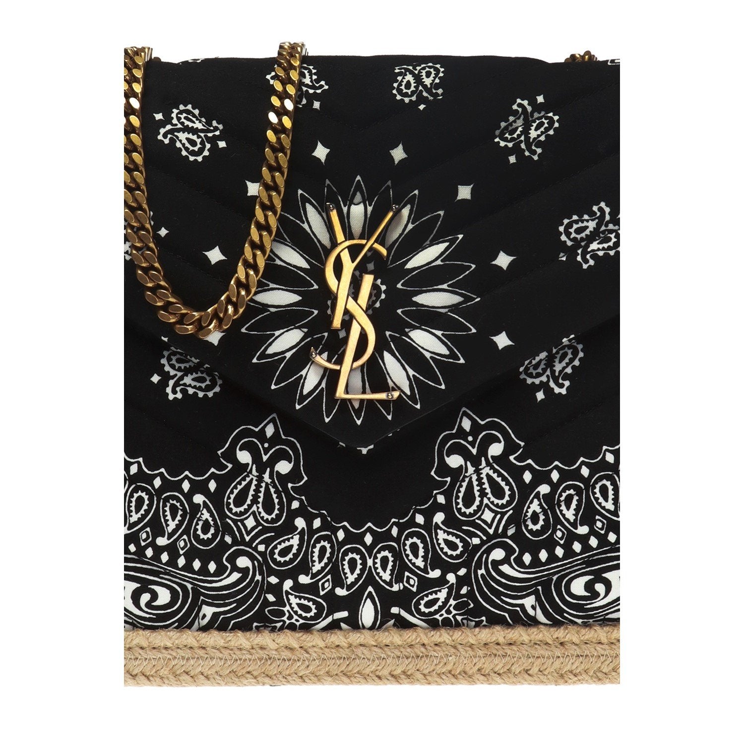 Saint Laurent Loulou Black Paisley Quilted Monogram Chain Bag