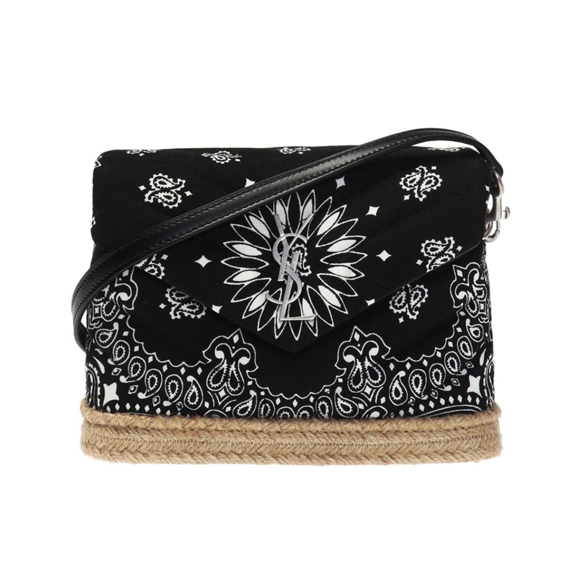 Saint Laurent Loulou Black Paisley Quilted Small Cross Body Bag