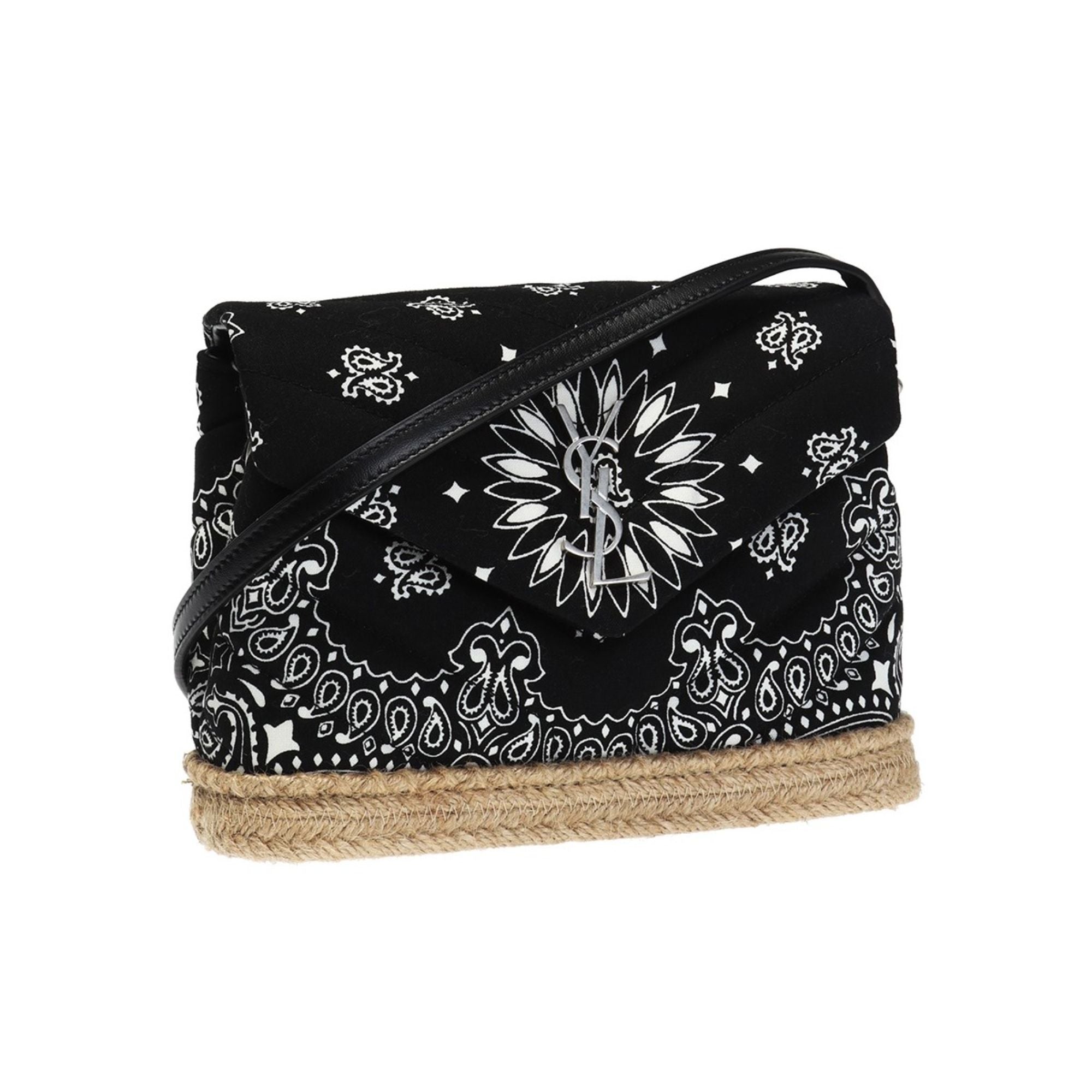 Saint Laurent Loulou Black Paisley Quilted Small Cross Body Bag