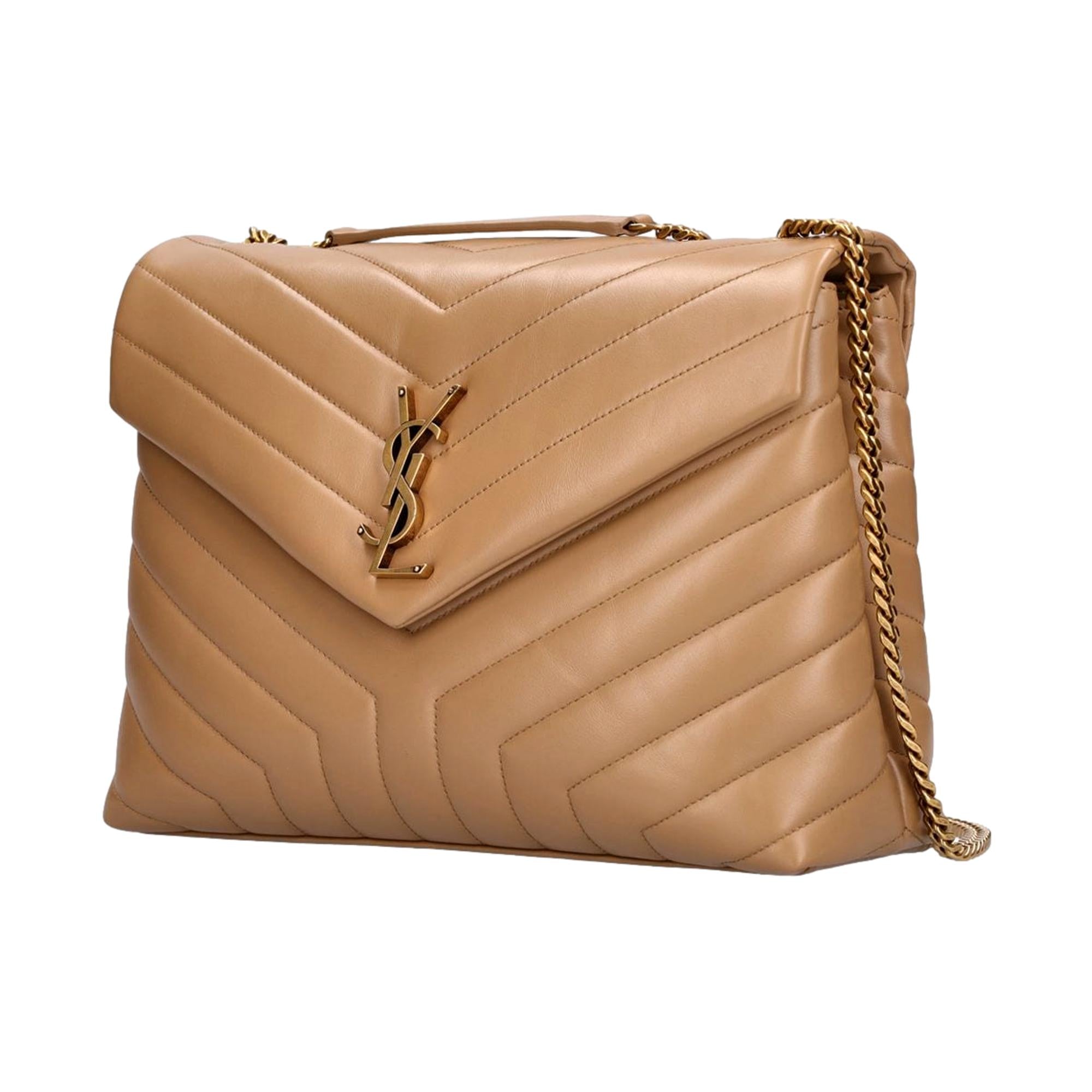 Saint Laurent Loulou Monogram Tan Quilted Leather Medium Shoulder Bag