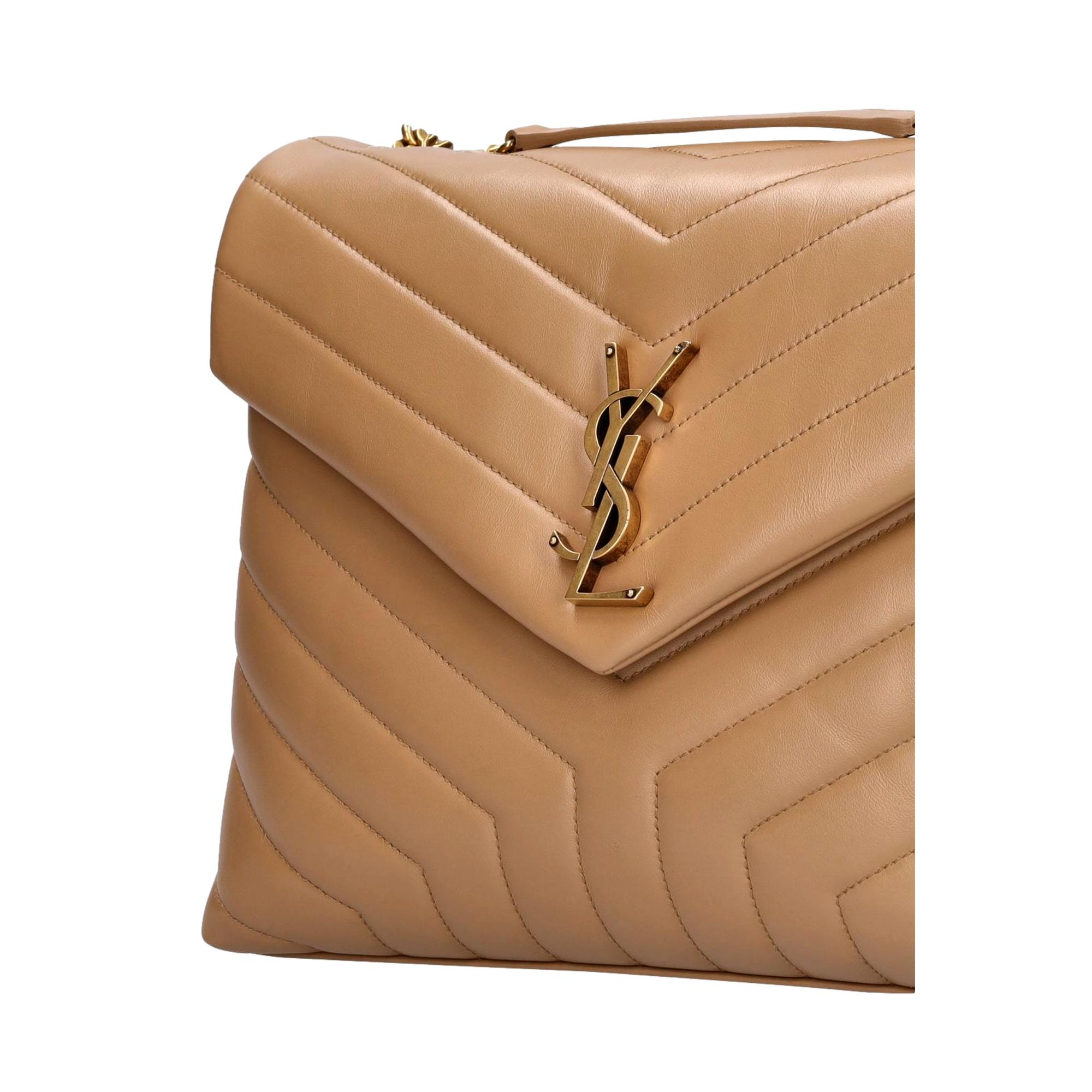 Saint Laurent Loulou Monogram Tan Quilted Leather Medium Shoulder Bag
