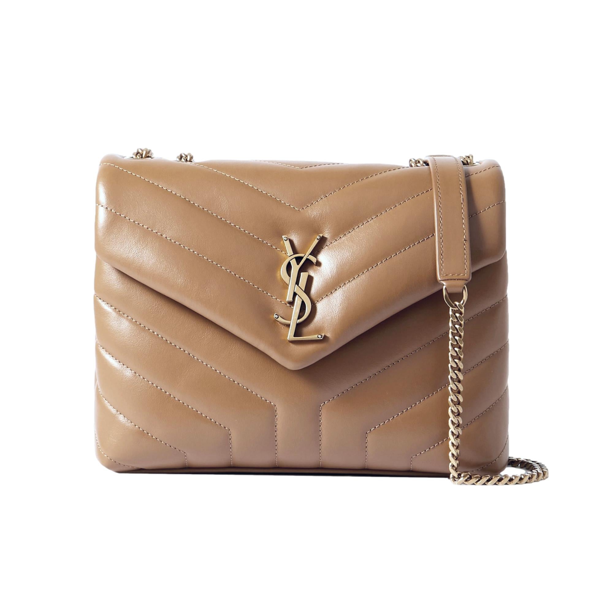 Saint Laurent Loulou Monogram Tan Quilted Leather Small Shoulder Bag