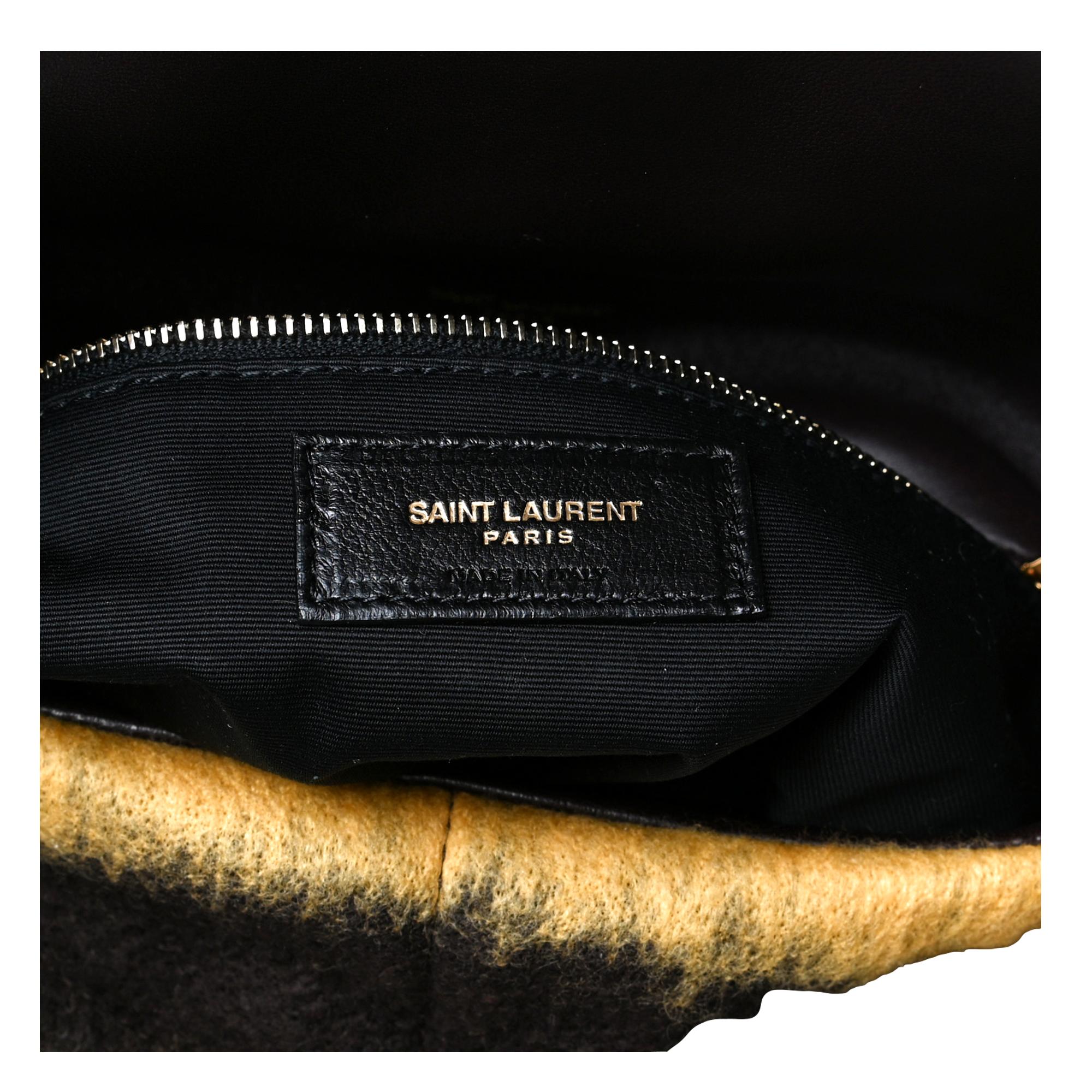 Saint Laurent Loulou Puffer Yellow Brown Tie Dye Wool Shoulder Bag