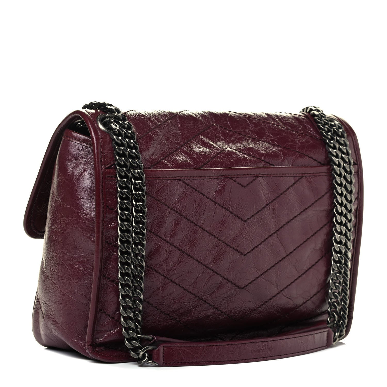 Saint Laurent Niki Medium Matelasse Leather Burgundy Satchel Bag