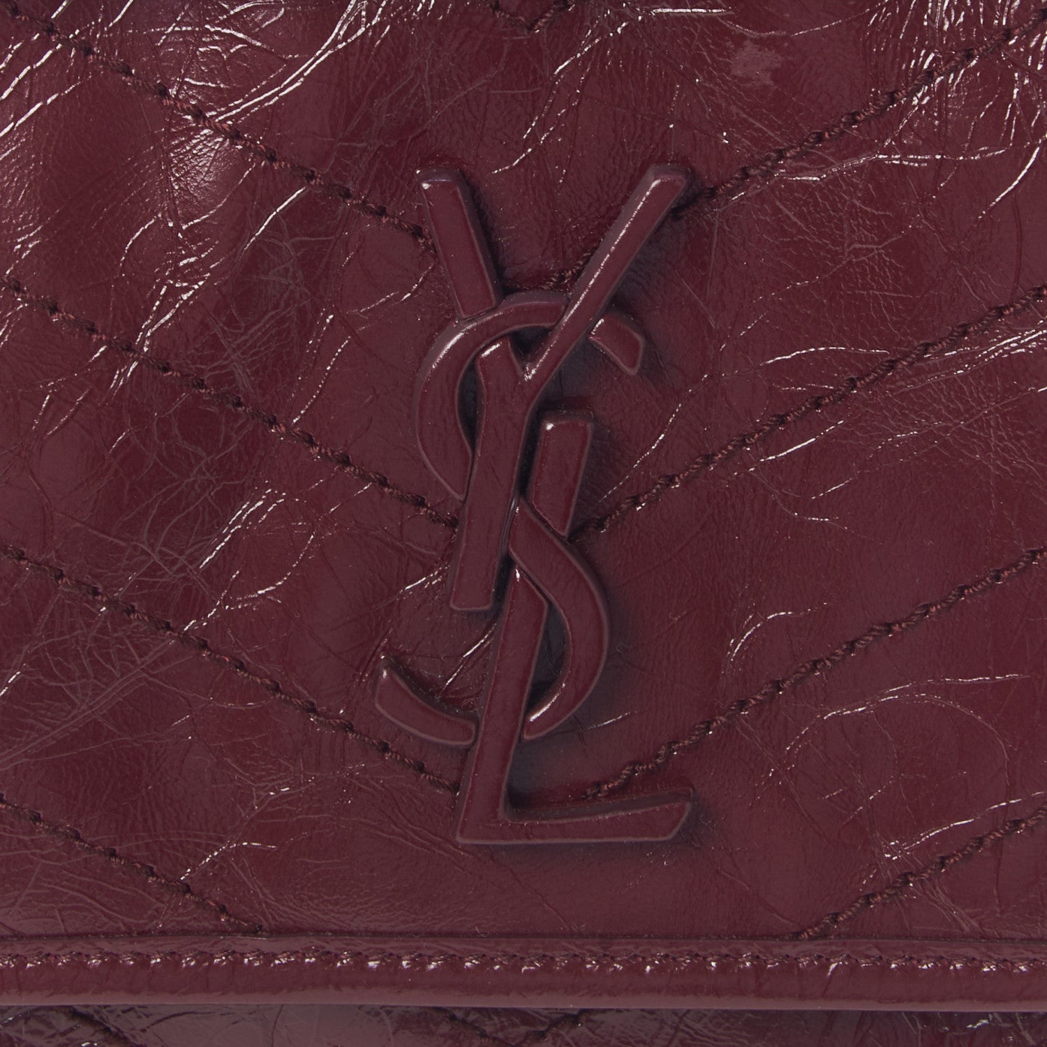 Saint Laurent Niki Medium Matelasse Leather Burgundy Satchel Bag