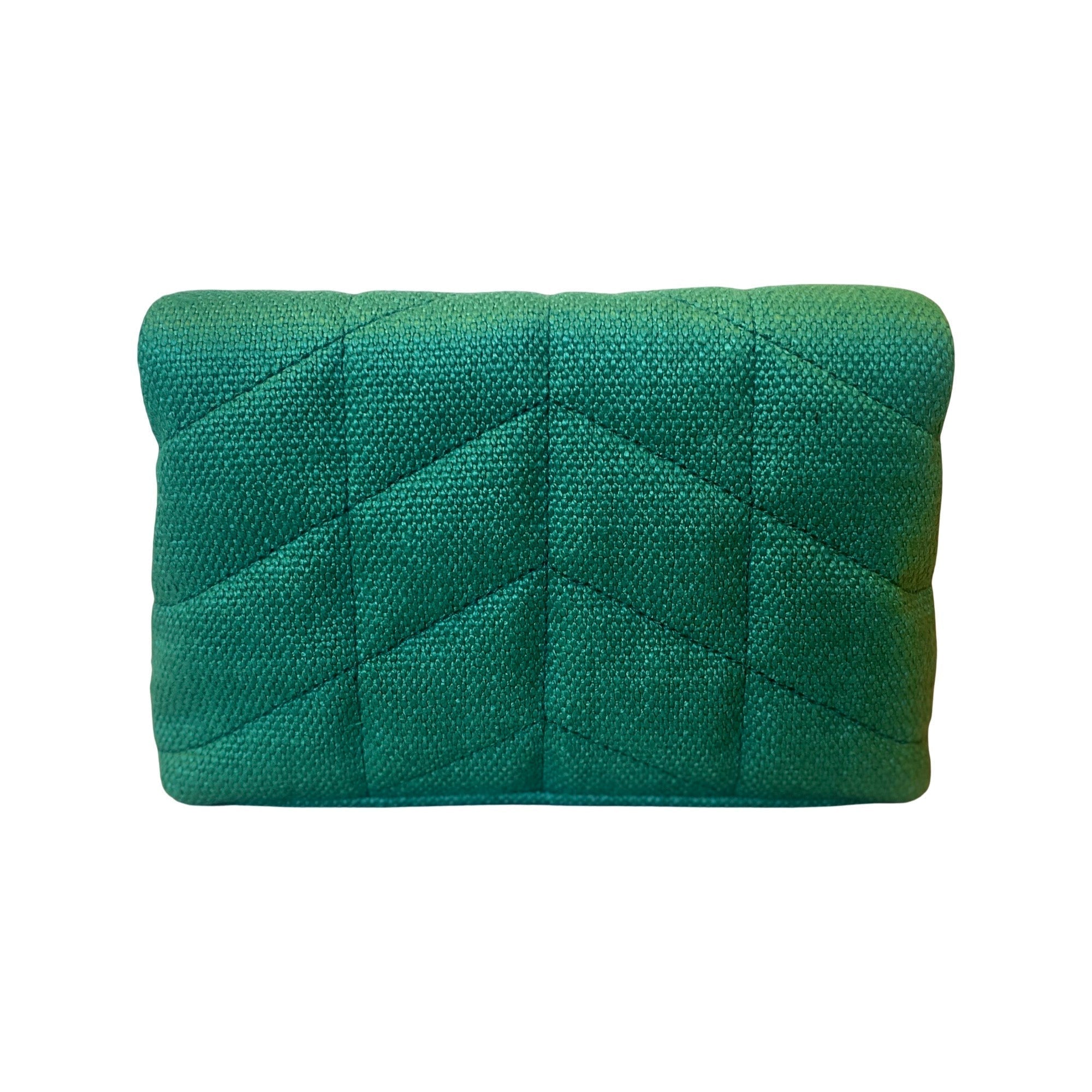 Saint Laurent Puffer Green Canvas Clutch and Card Holder