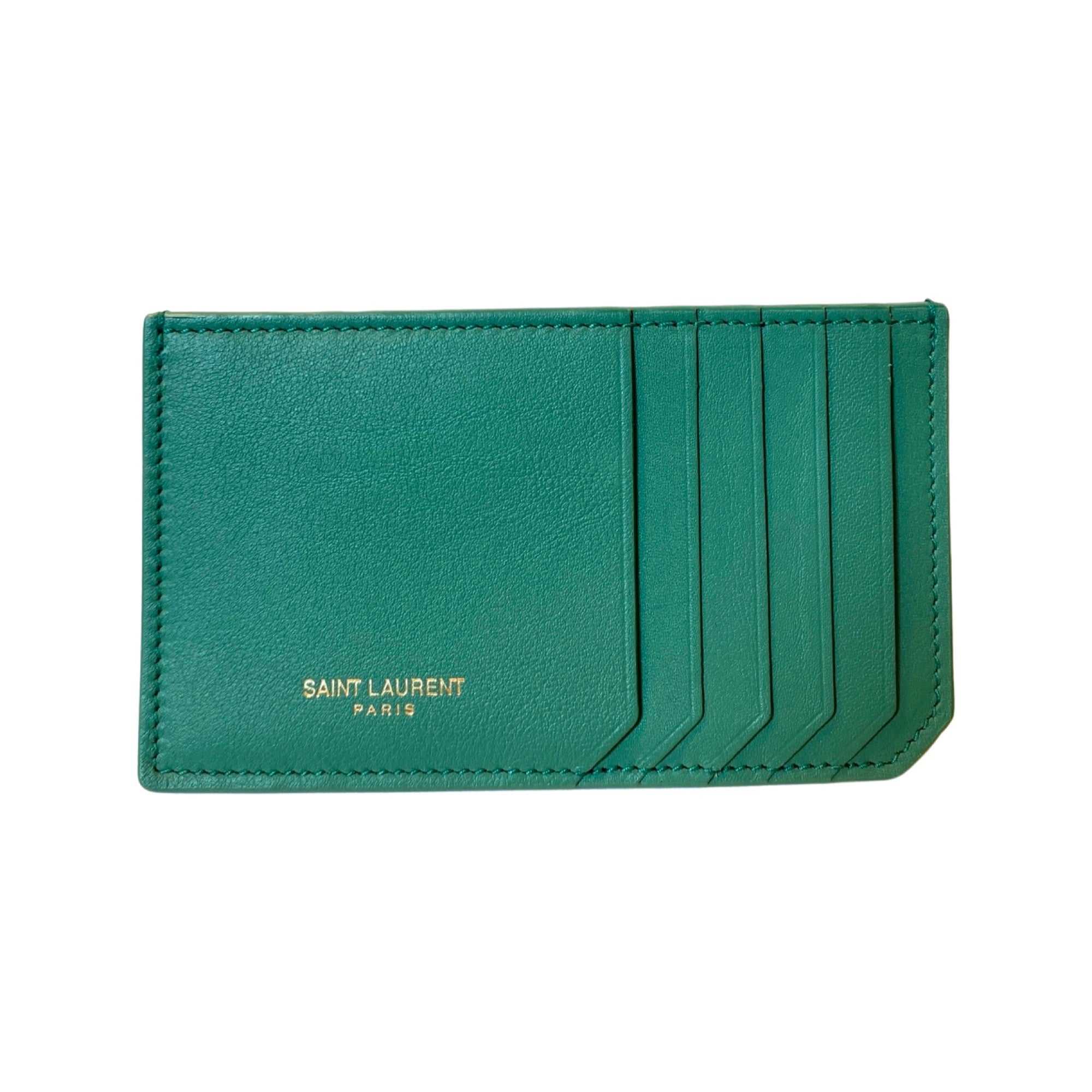 Saint Laurent Puffer Green Canvas Clutch and Card Holder