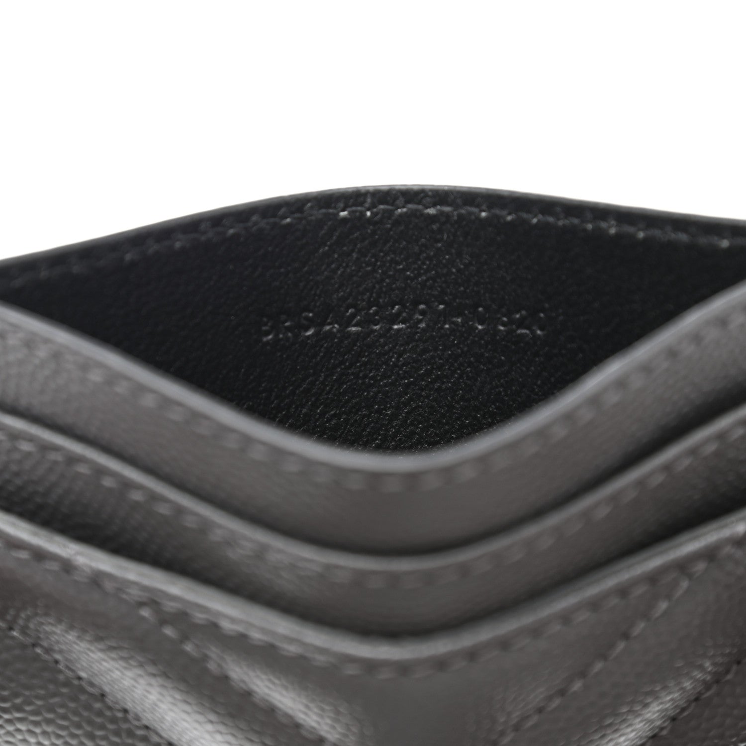 Saint Laurent Storm Grey Grain De Poudre Monogram Card Holder