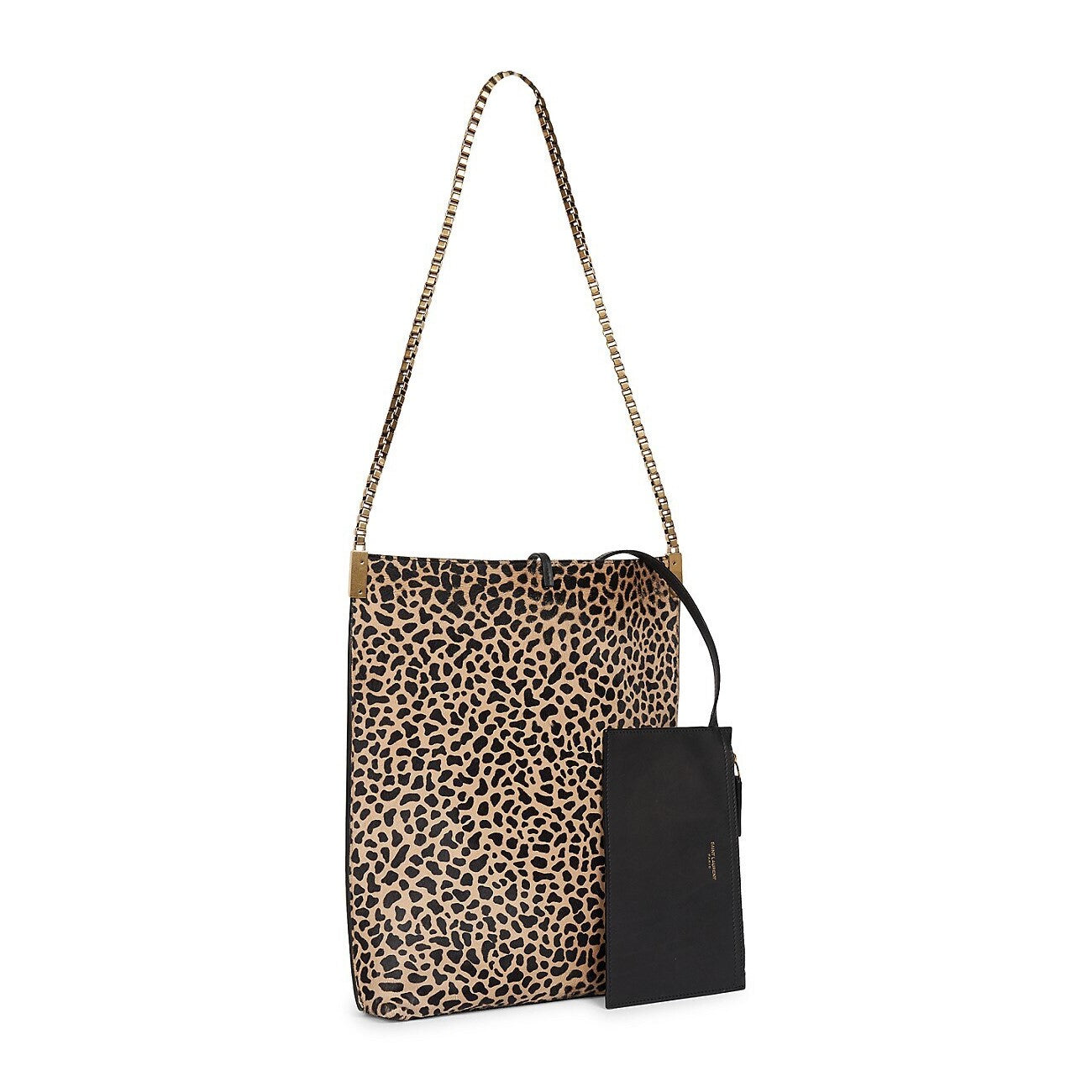 Saint Laurent Suzanne Pony Hair Leopard Print Small Hobo Bag