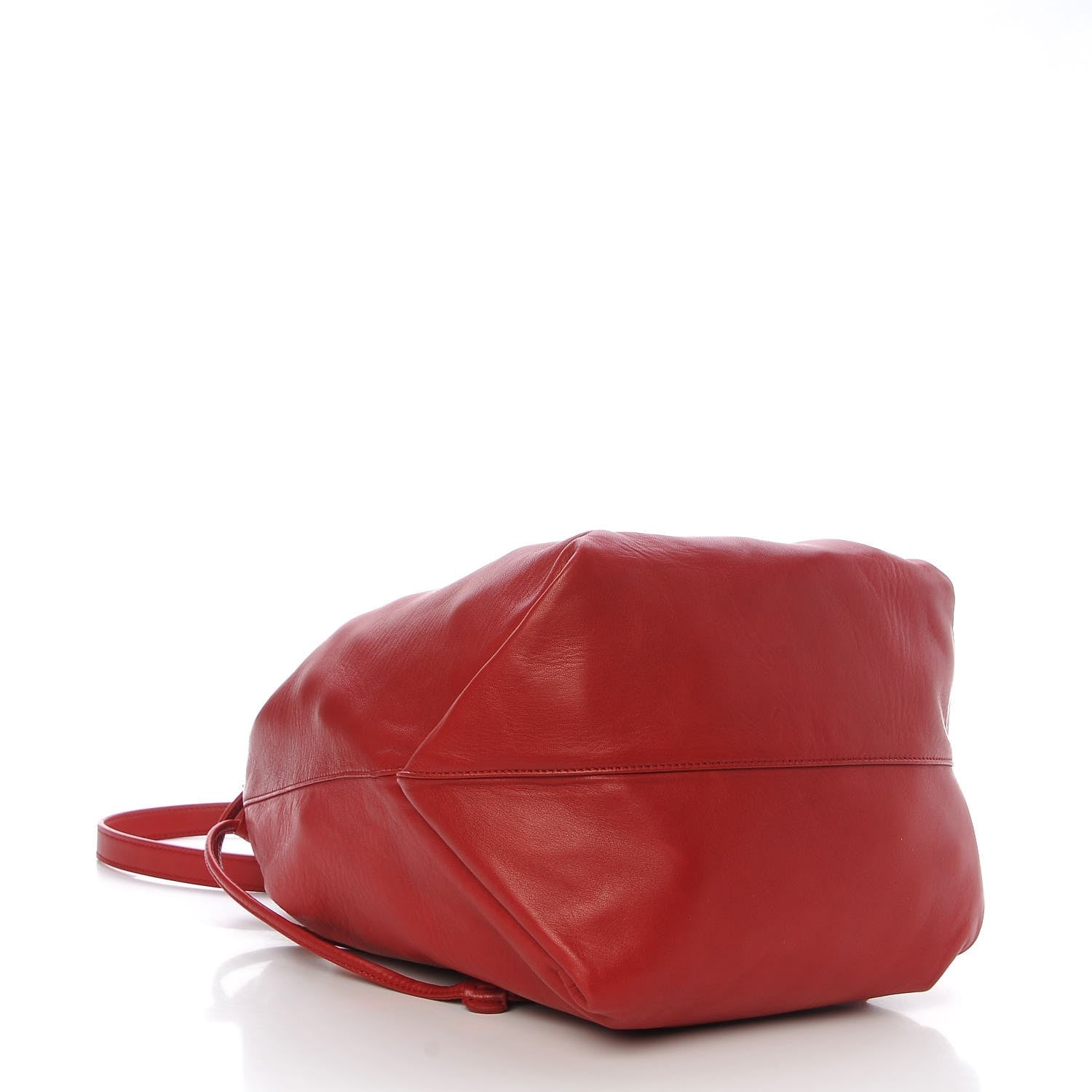 Saint Laurent Teddy Red Lambskin Leather Drawstring Bucket Bag