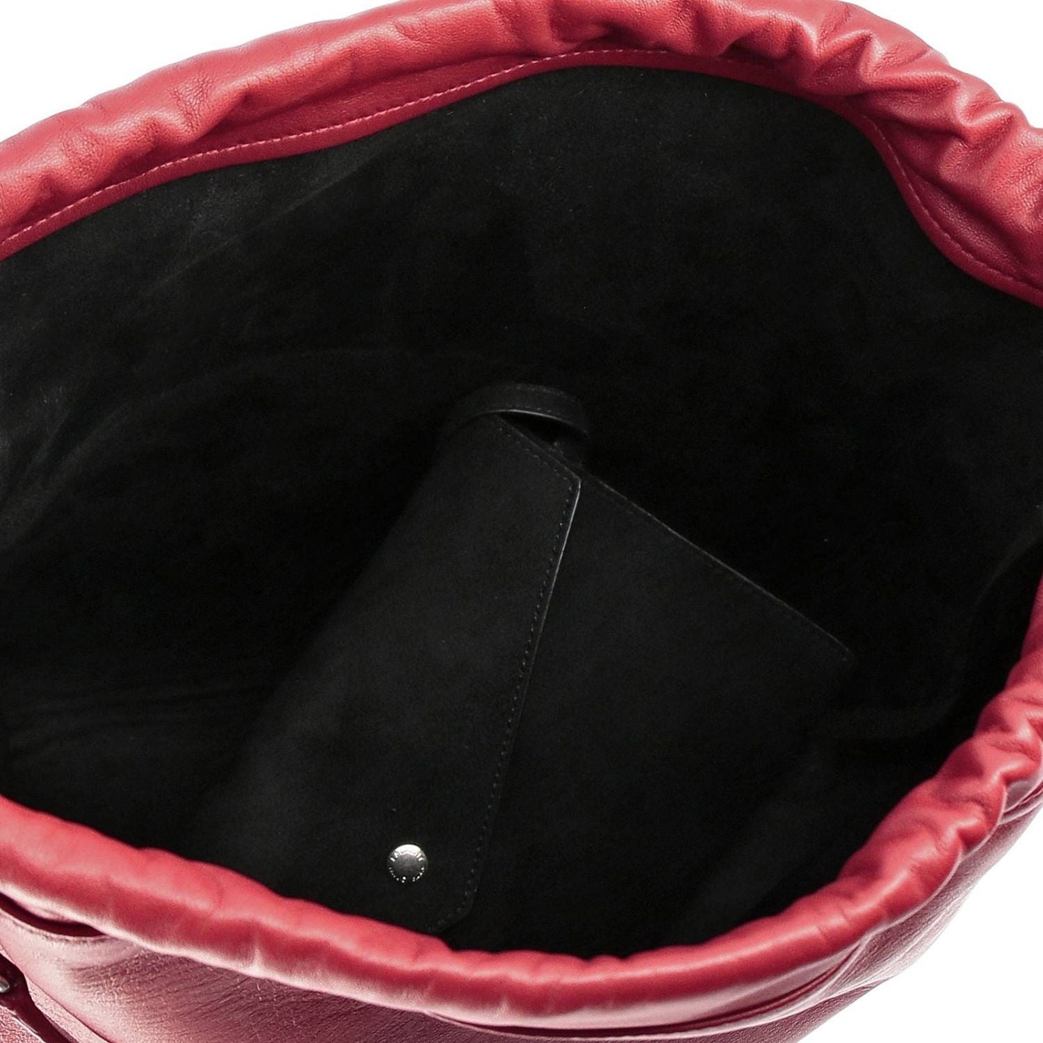 Saint Laurent Teddy Red Lambskin Leather Drawstring Bucket Bag