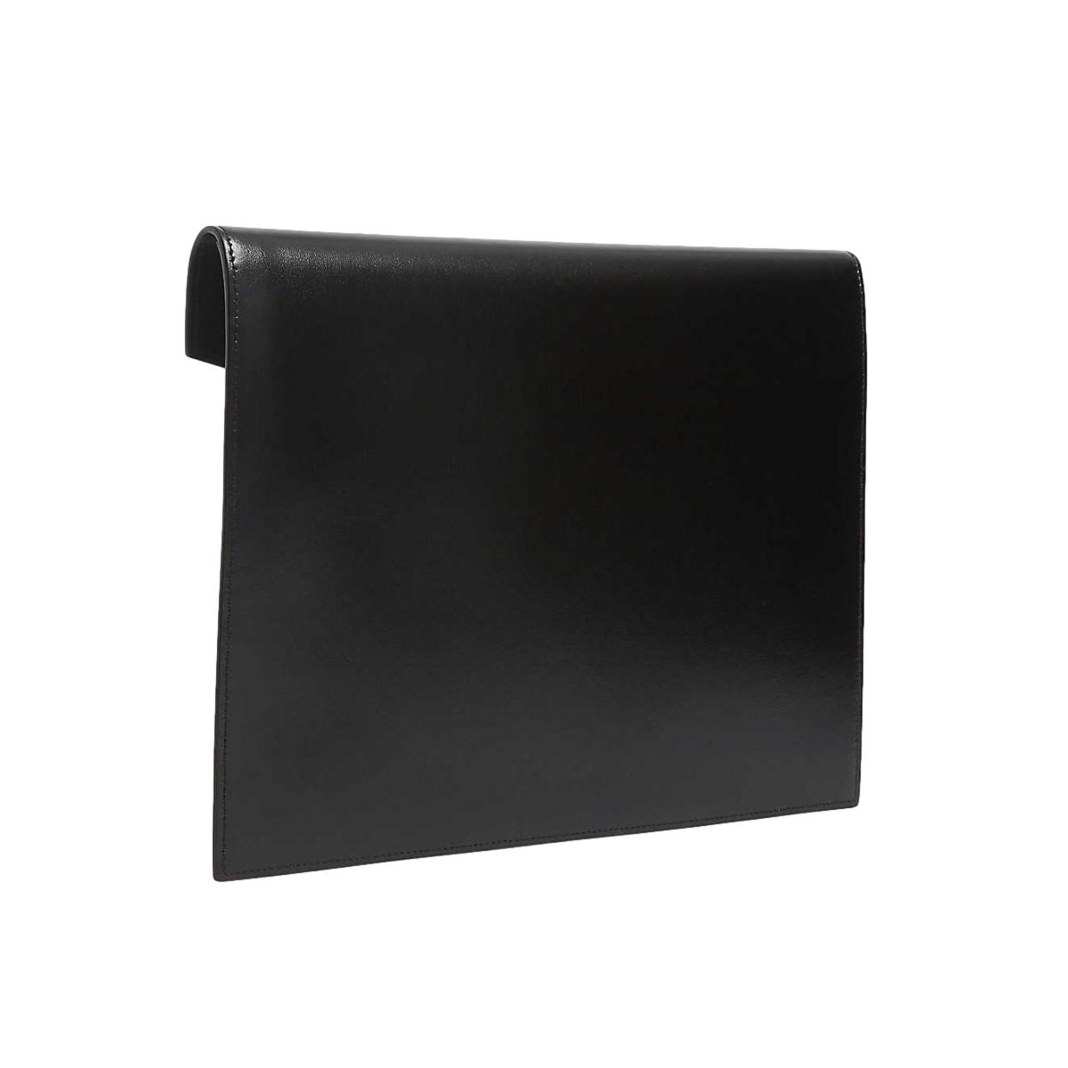 Saint Laurent Uptown Black Leather Shiny Monogram Small Pouch