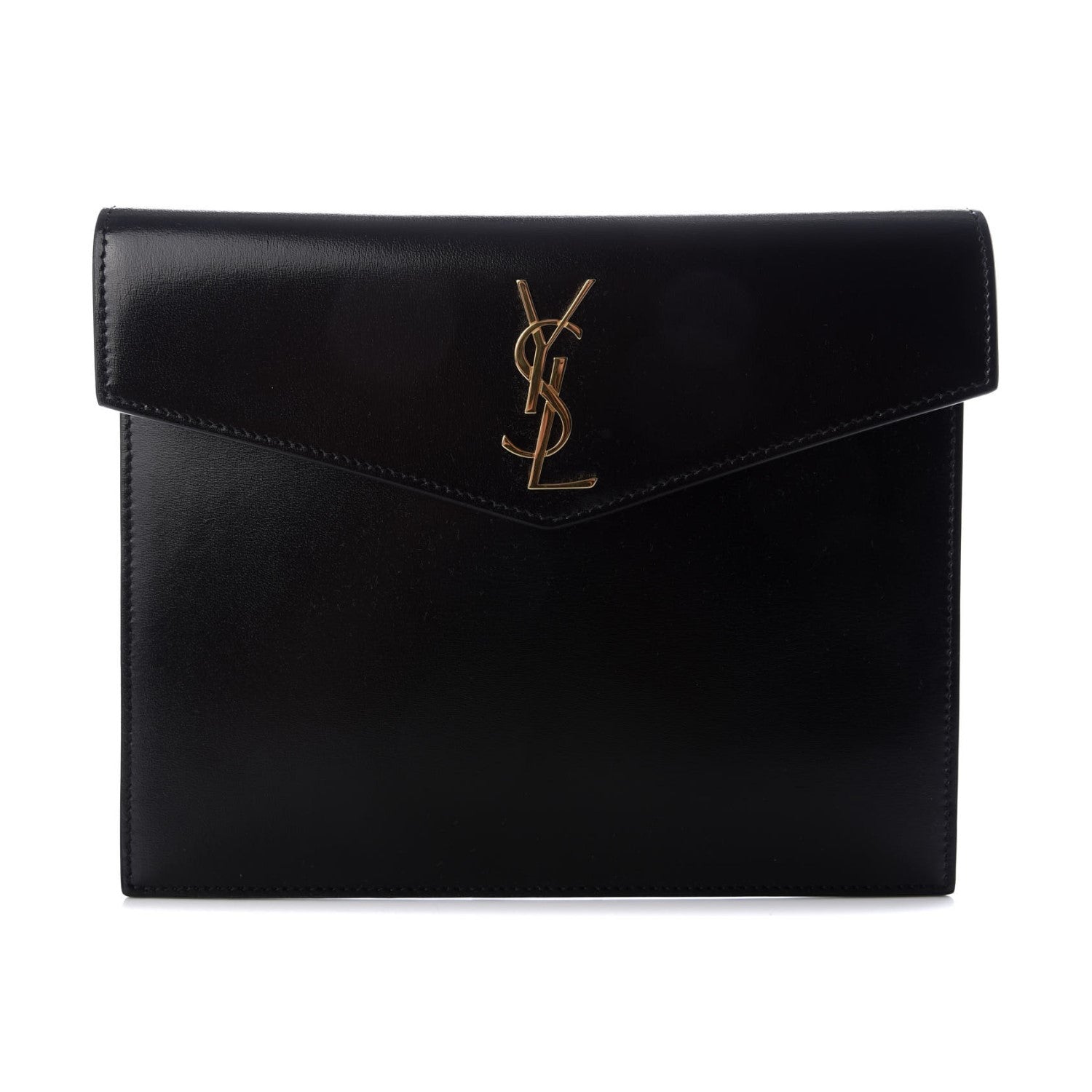 Saint Laurent Uptown Black Leather Shiny Monogram Small Pouch