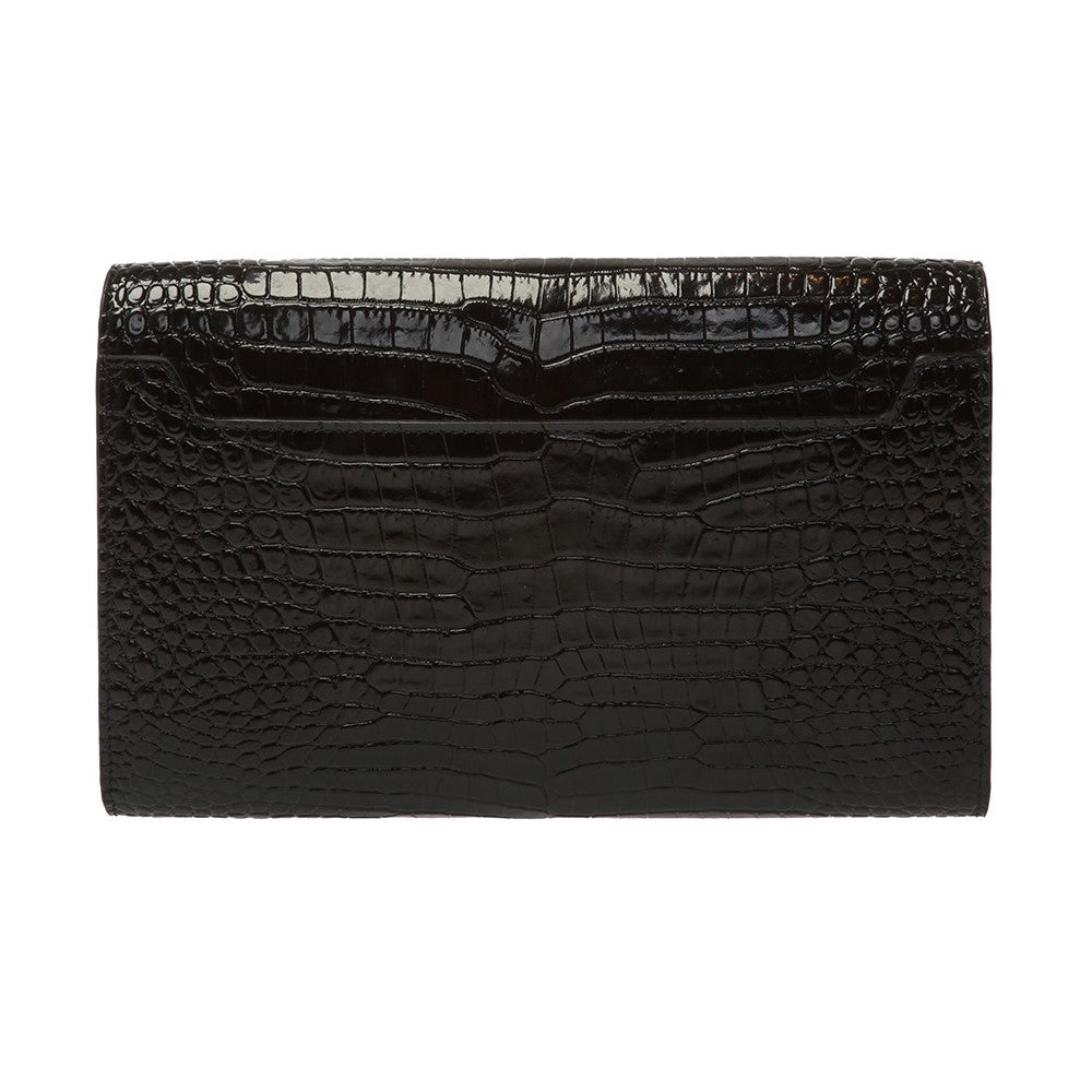 Saint Laurent Uptown Crocodile Embossed Leather Shoulder Bag