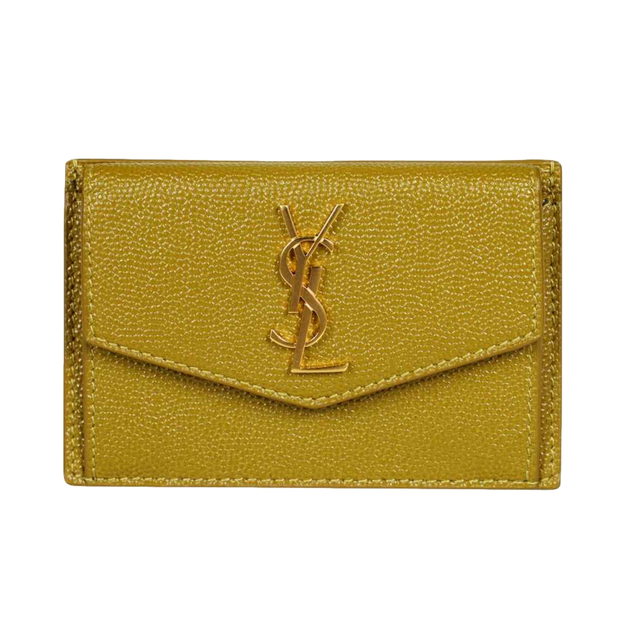 Saint Laurent Uptown Yellow Grain Leather Card Holder