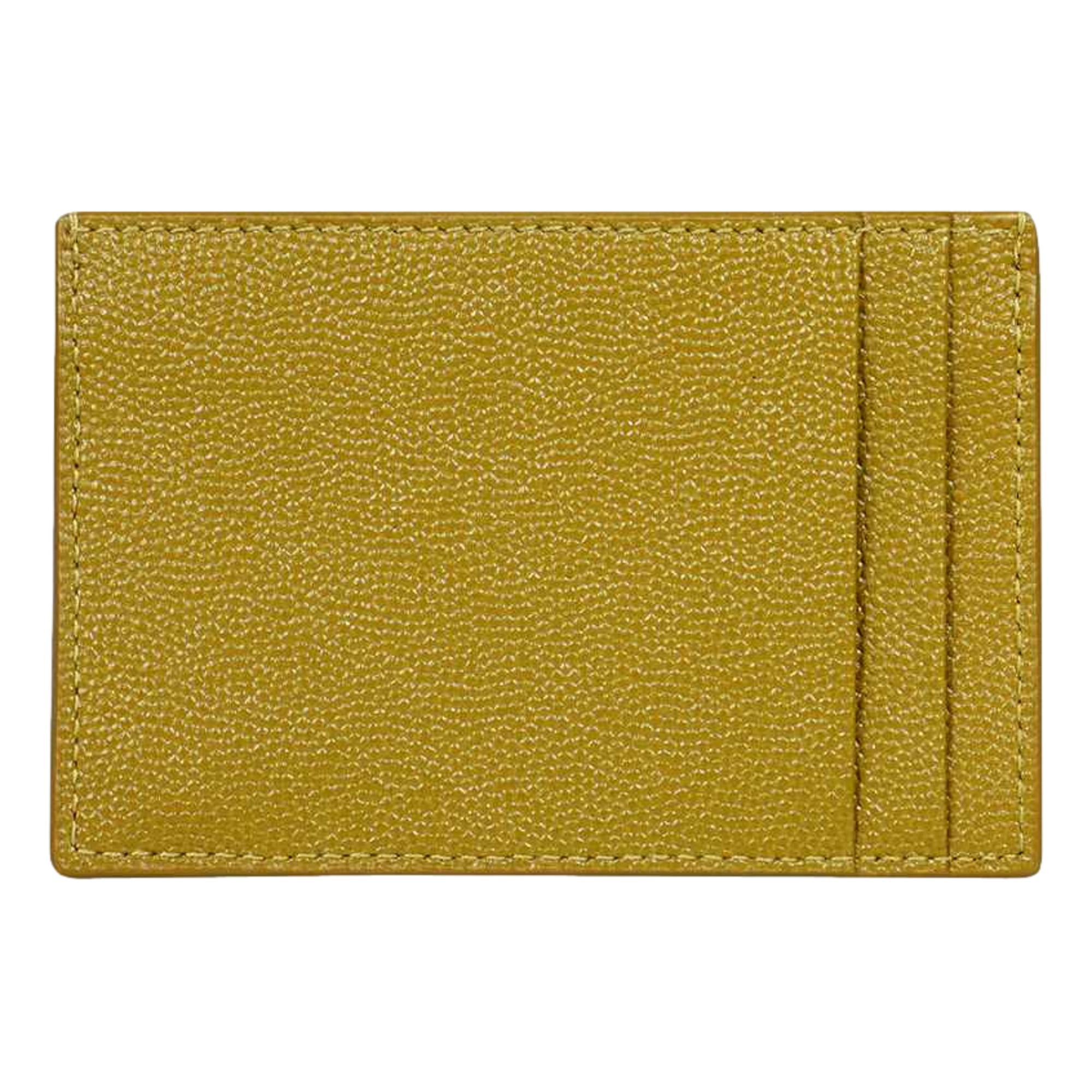 Saint Laurent Uptown Yellow Grain Leather Card Holder