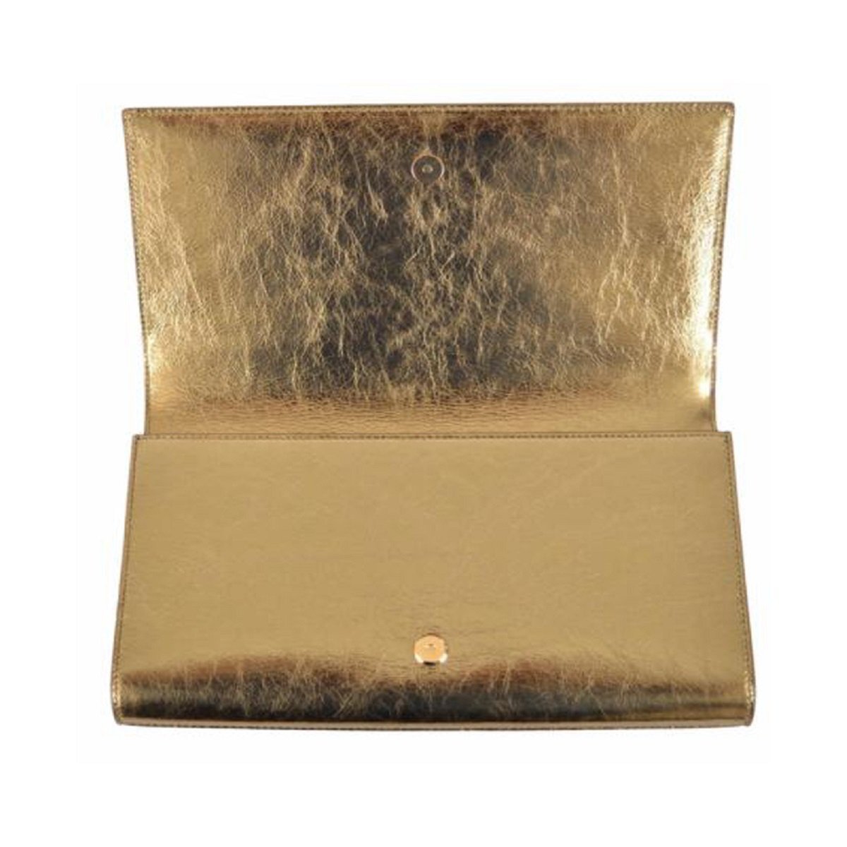 Saint Laurent YSL Belle de Jour Large Metallic Gold Leather Clutch Bag