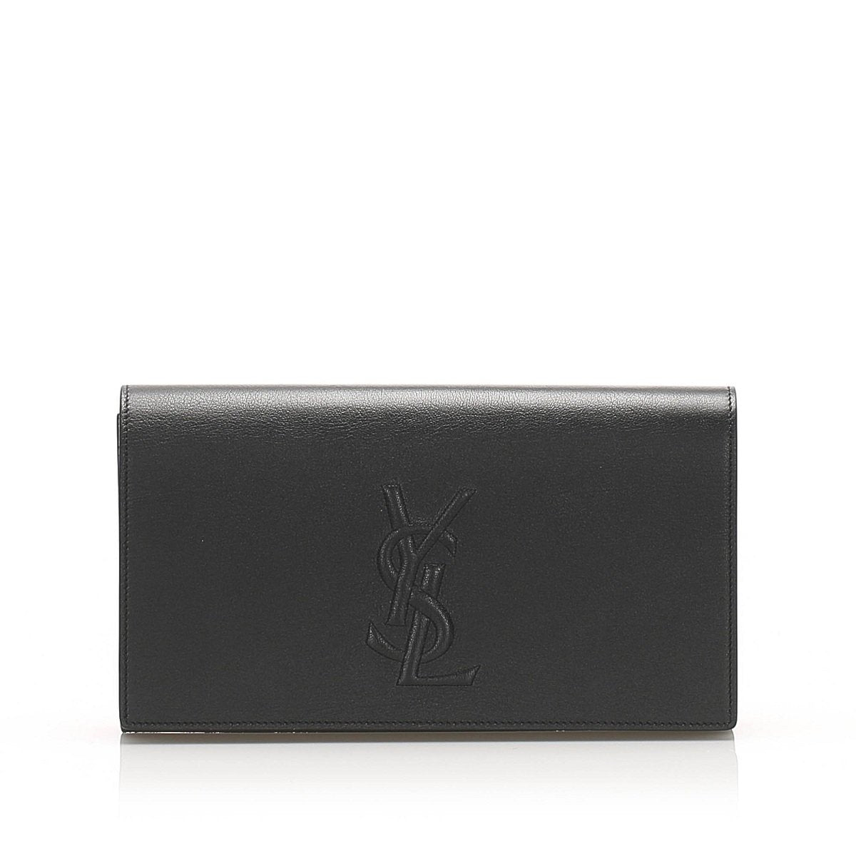 Saint Laurent YSL Belle de Jour Leather Black Large Clutch Bag