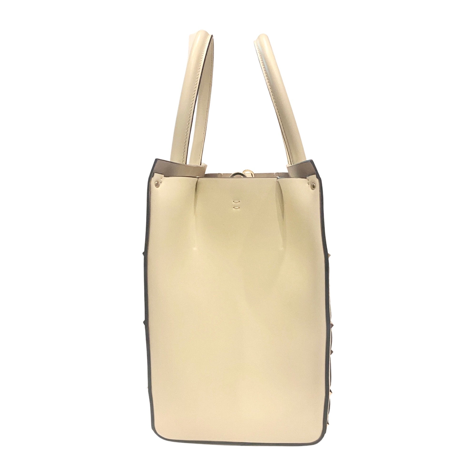 Valentino Garavani Beehive Lattice Ivory Studded Leather Tote Bag