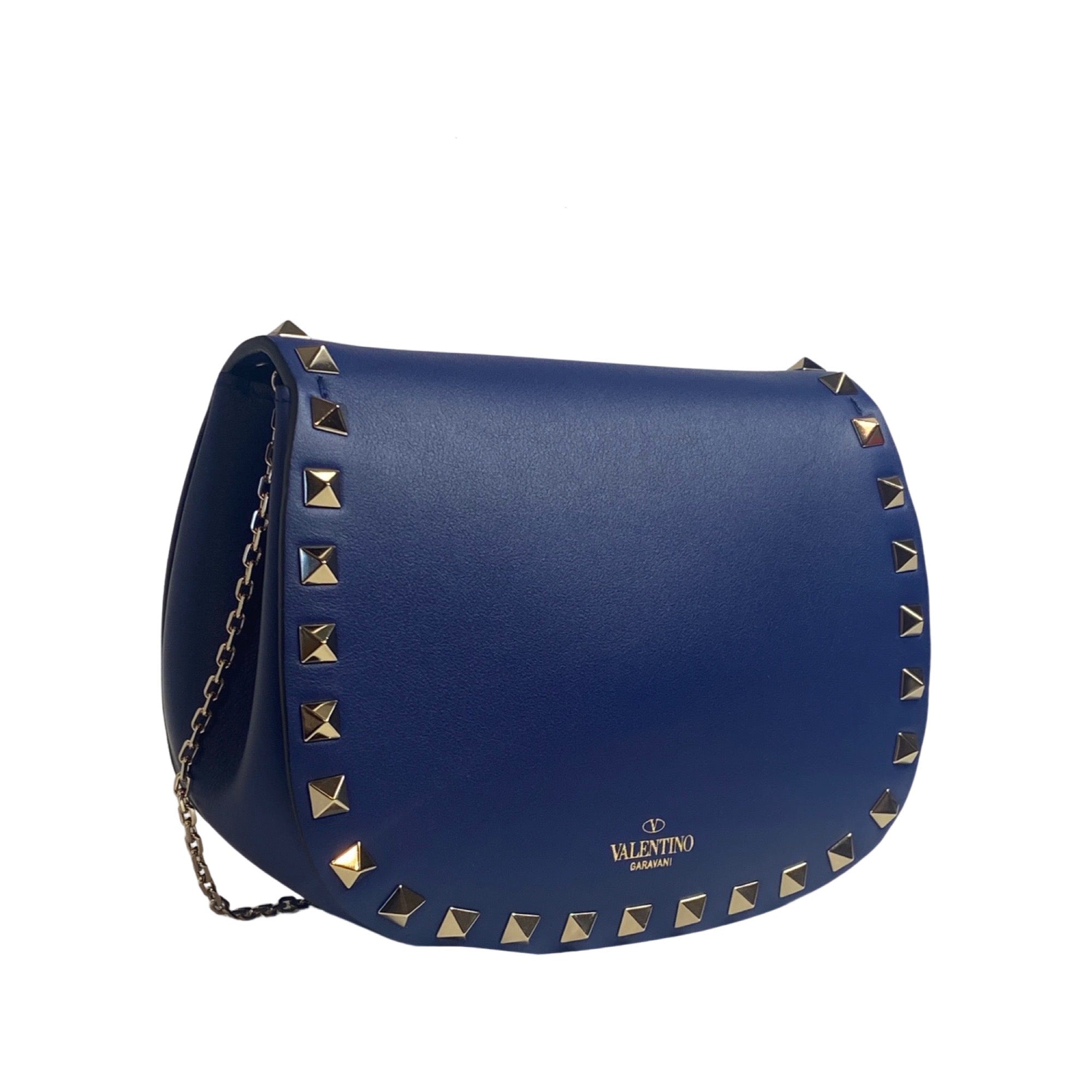 Valentino Garavani Rockstud Blue Smooth Leather Crossbody