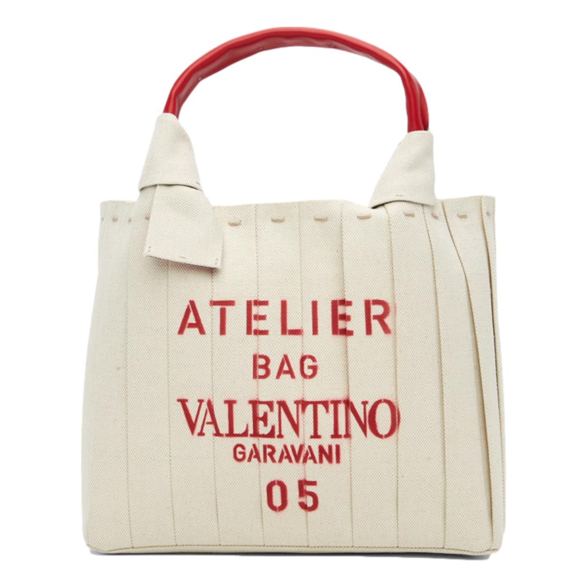 VALENTINO GARAVANI Small 05 Plisse Edition Sac Atelier Tote Bag Natural