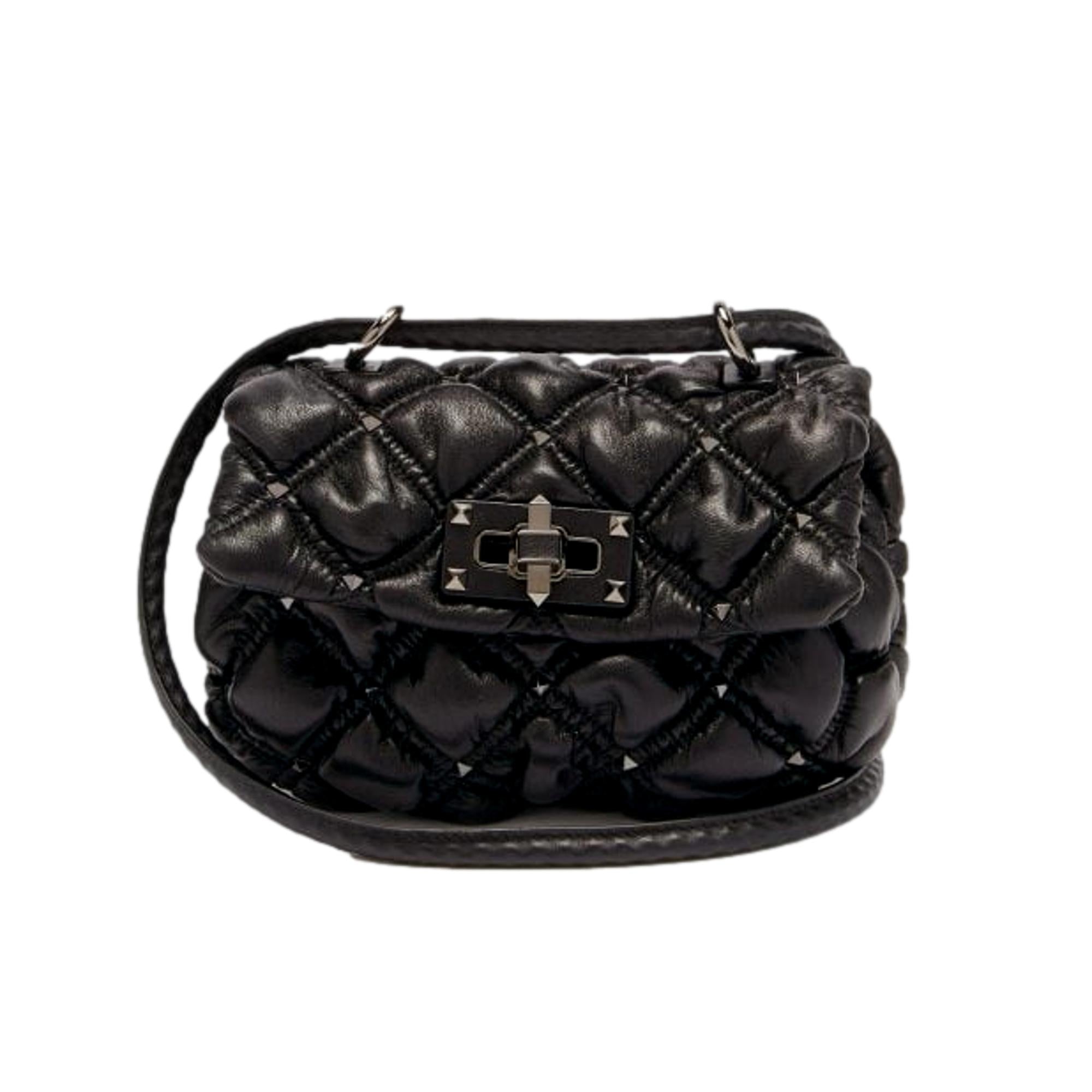 Valentino Garavani Spike Me Black Leather Crossbody Bag Small