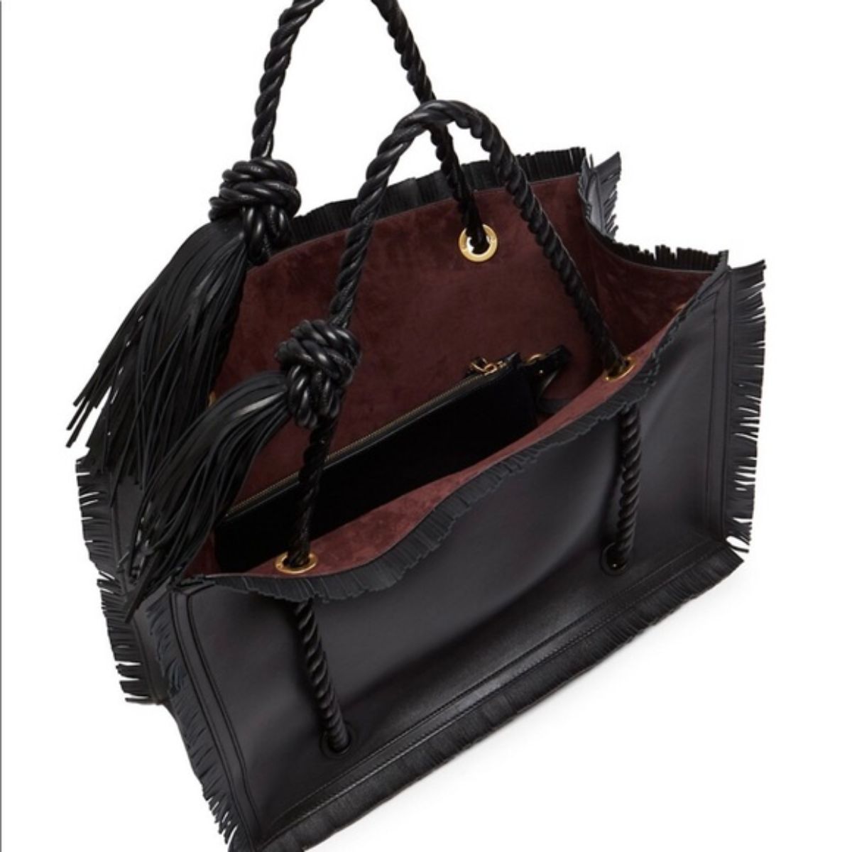 Valentino Garavani The Rope Large Fringe Leather Tote Bag