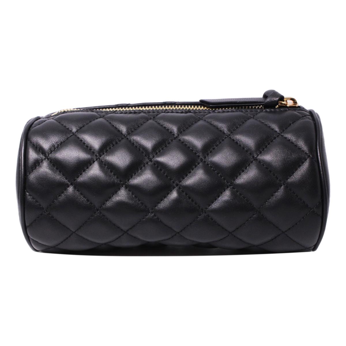 Versace Black Leather Medusa Quilted Cosmetic Bag