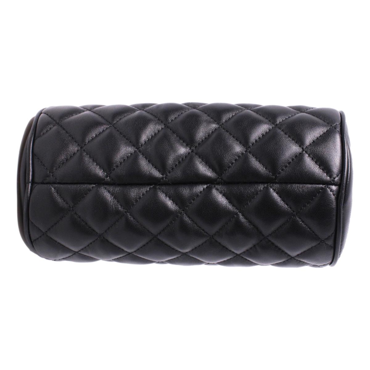 Versace Black Leather Medusa Quilted Cosmetic Bag