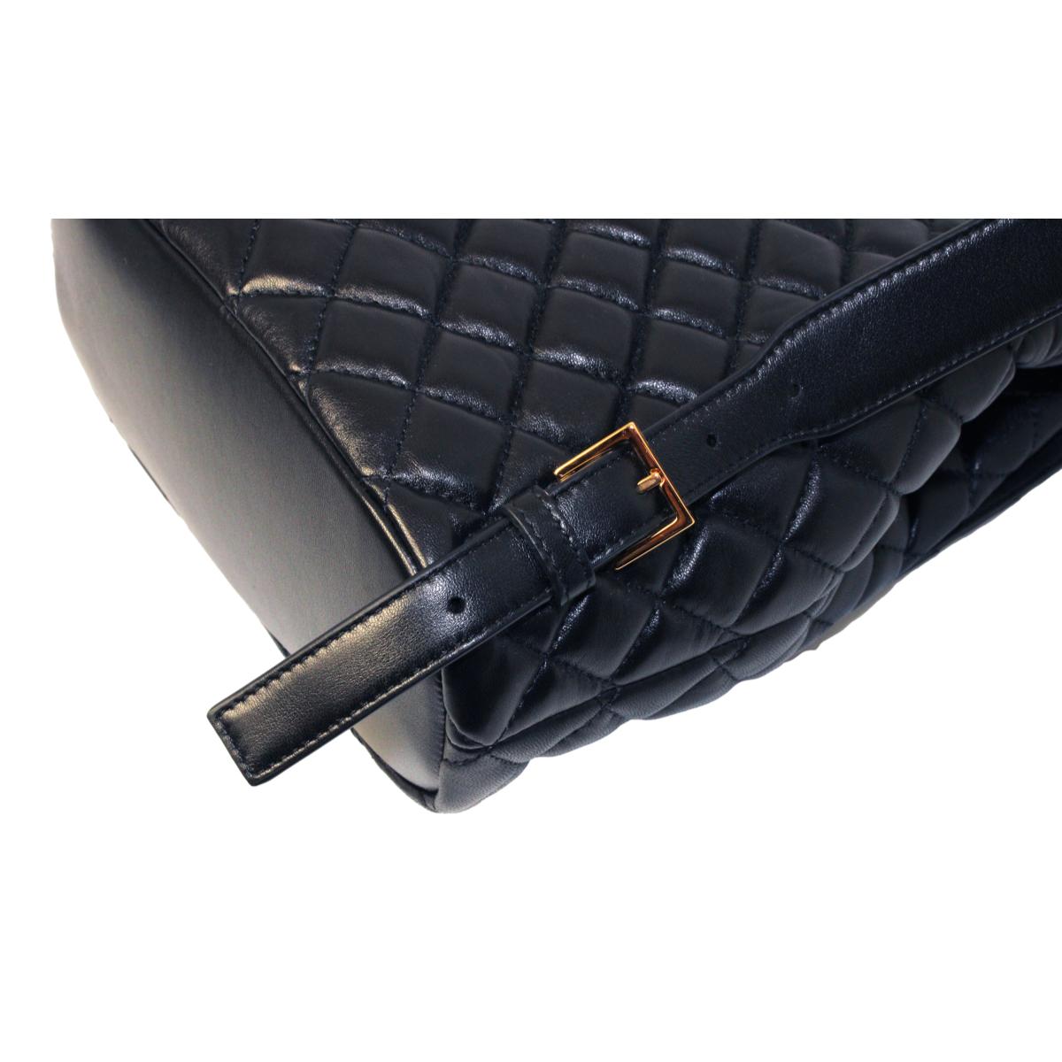 Versace Black Leather Medusa Quilted Flap Backpack