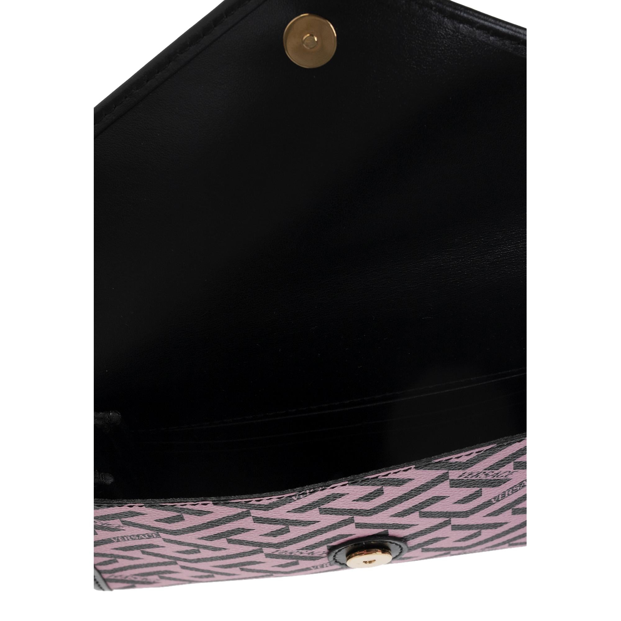 Versace La Greca Signature Canvas Pink and Black Crossbody