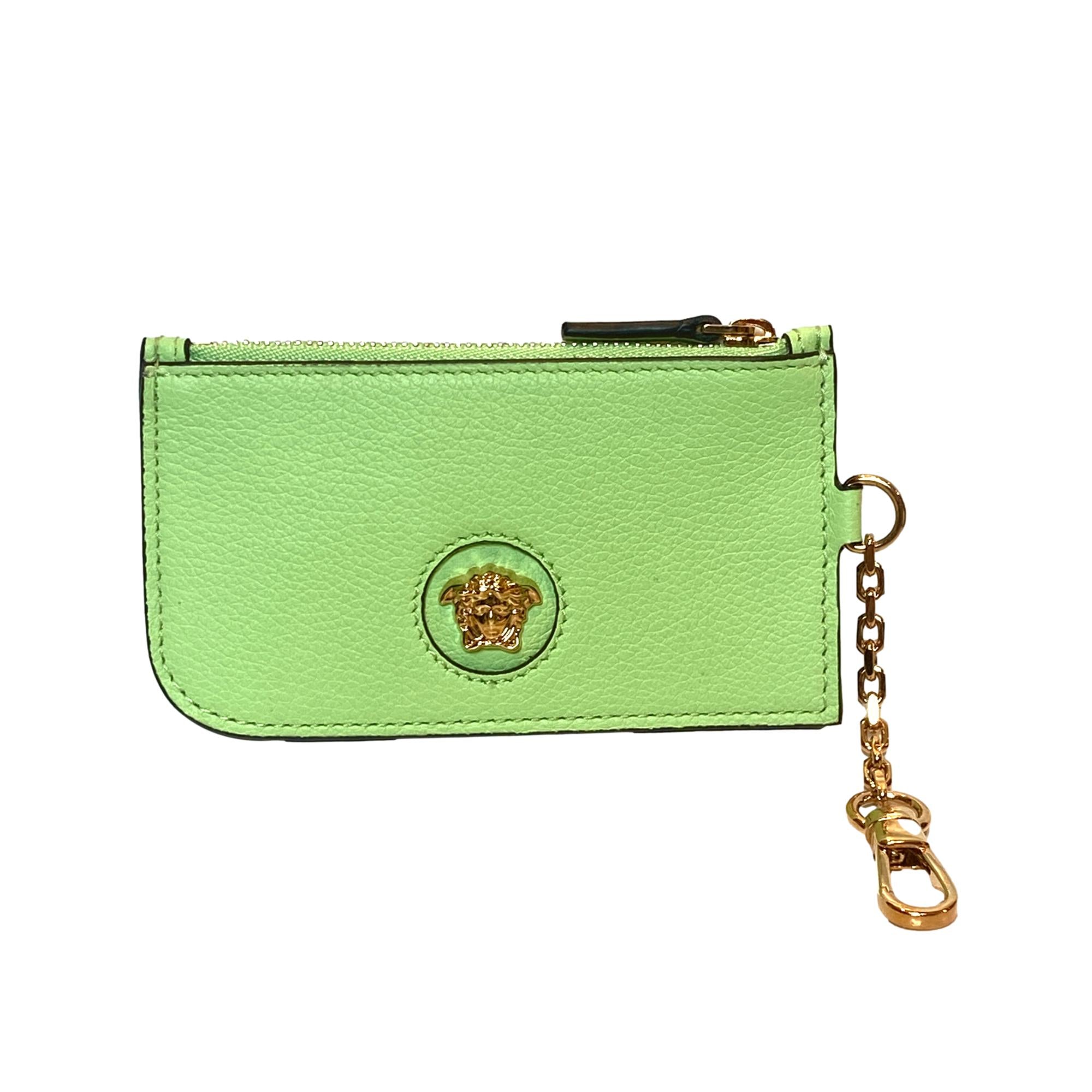 Versace La Medusa Green Vitello Card Case Key Chain