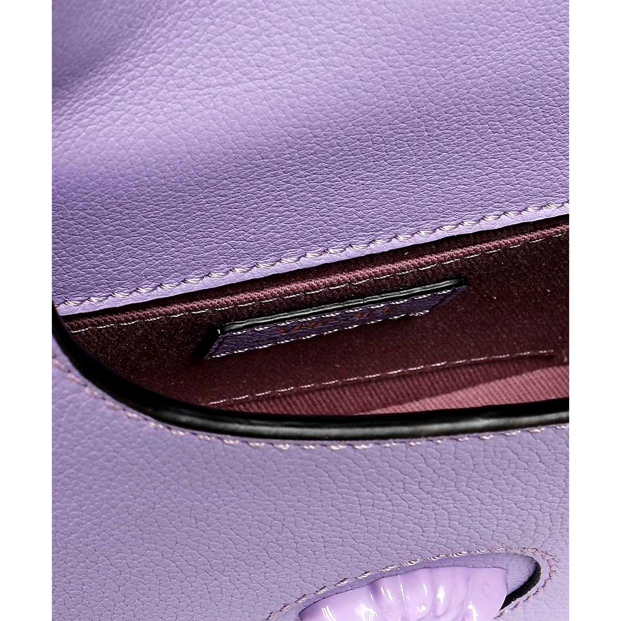 Versace La Medusa Lilac Pebbled Leather Mini Hobo Bag