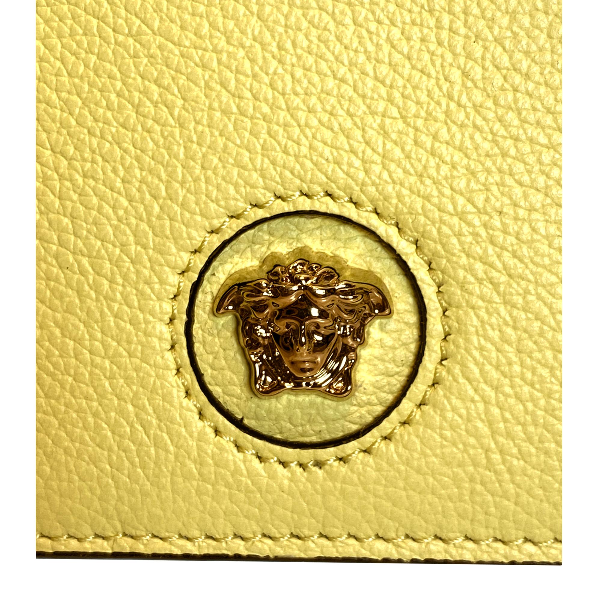 Versace La Medusa Pineapple Yellow Vitello Card Case Key Chain