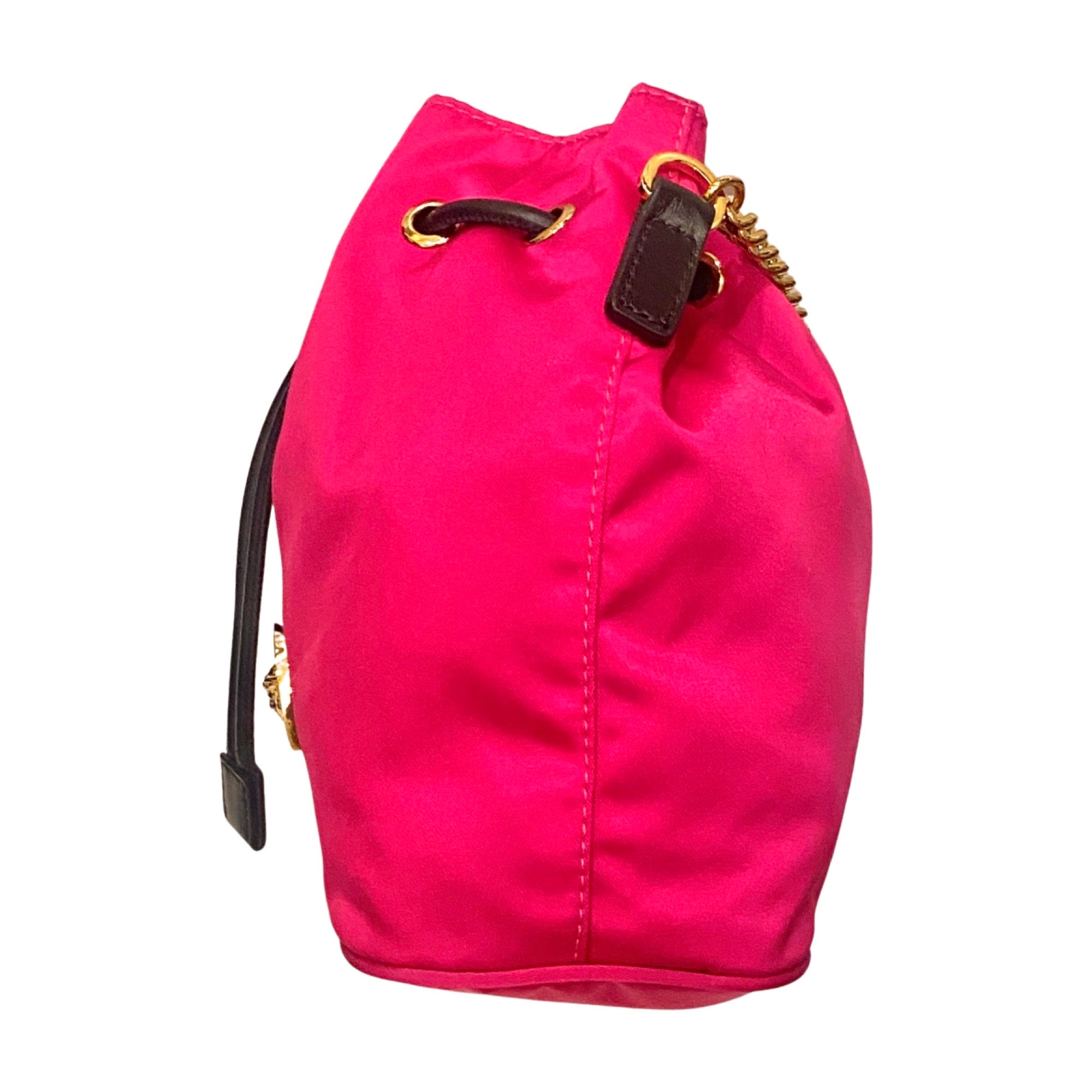 Versace La Medusa Pink Nylon Drawstring Shoulder Bag