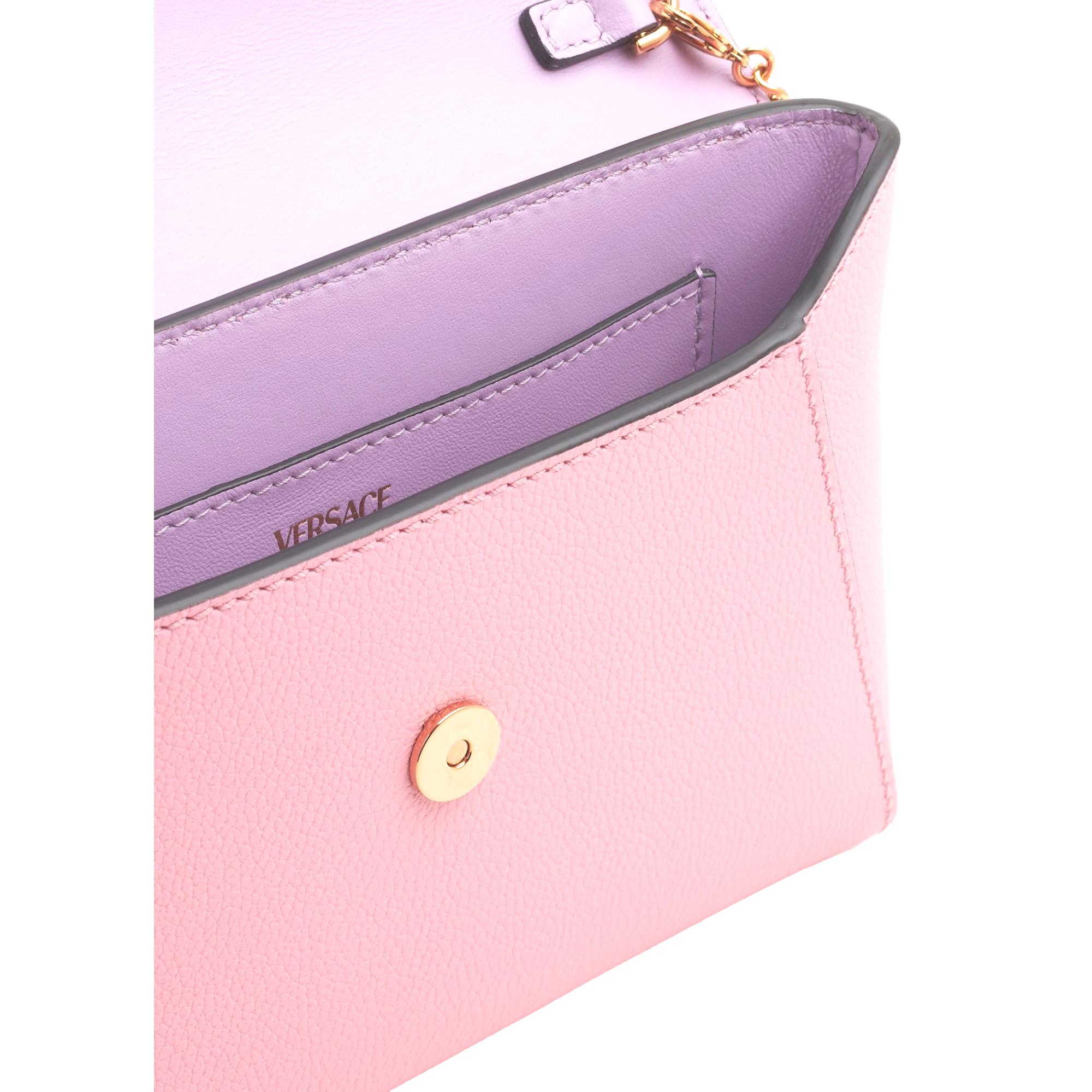 Versace La Medusa Pink Pebbled Calf Leather Mini Envelope Crossbody