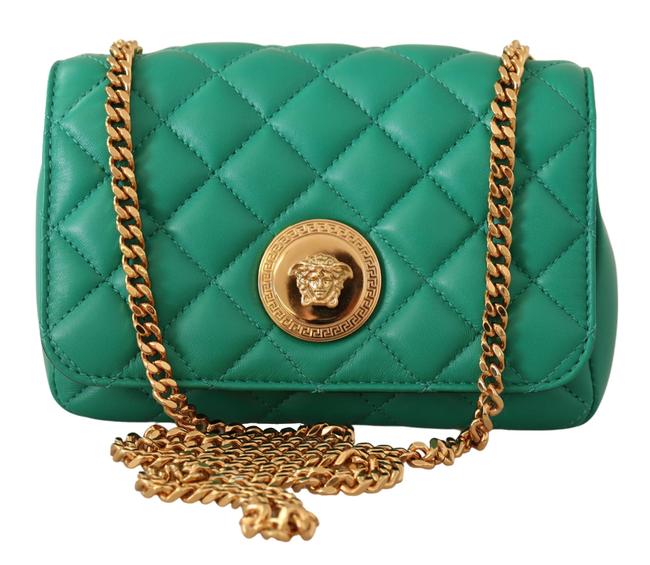 Versace La Medusa Quilted Emerald Green Lambskin Leather Bag