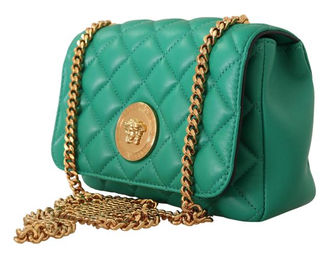 Versace La Medusa Quilted Emerald Green Lambskin Leather Bag