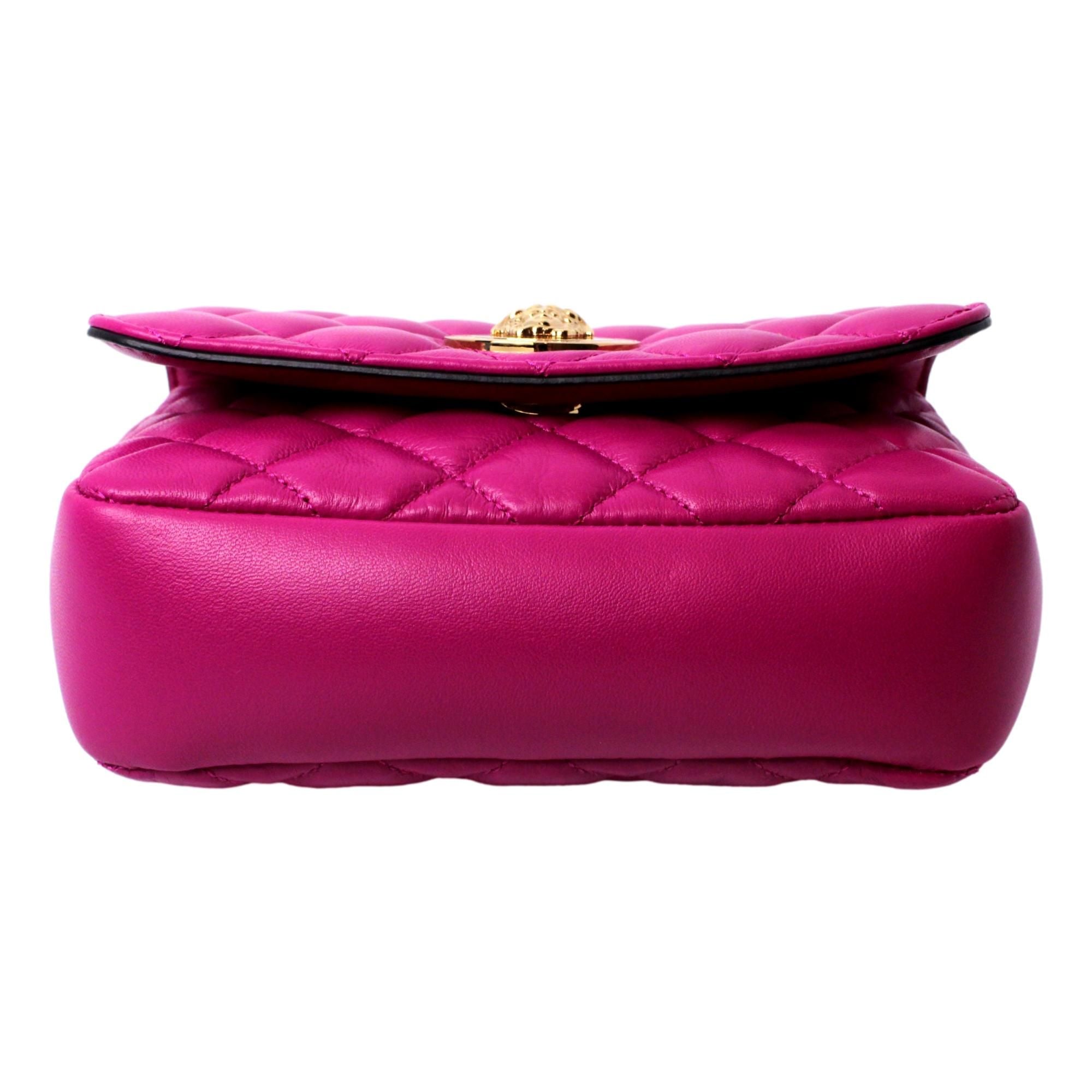 Versace La Medusa Quilted Orchid Pink Lambskin Leather Crossbody Bag