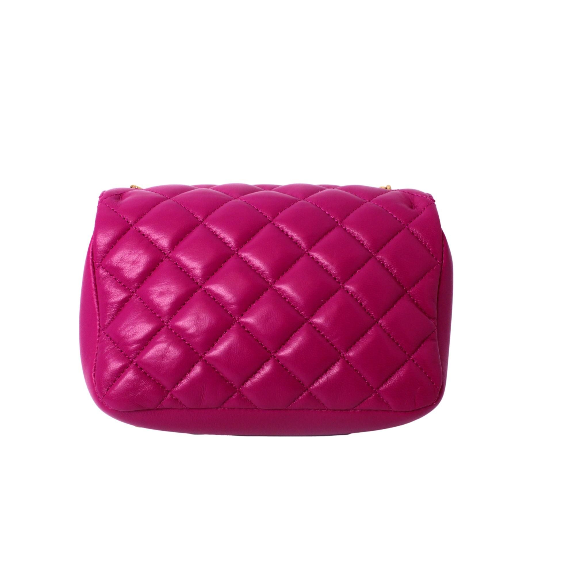 Versace La Medusa Quilted Orchid Pink Lambskin Leather Crossbody Bag