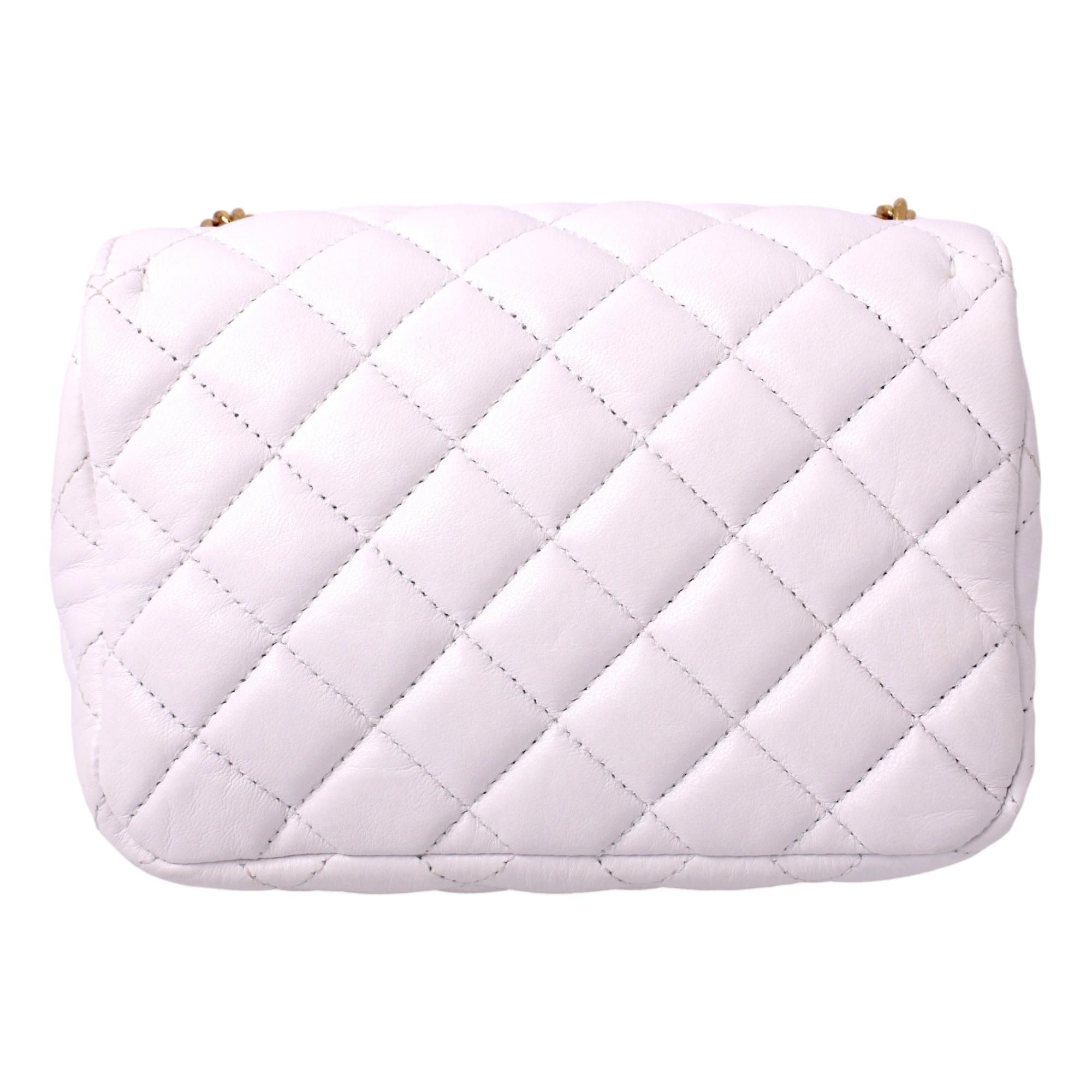 Versace La Medusa Quilted White Lambskin Leather Crossbody Shoulder Bag