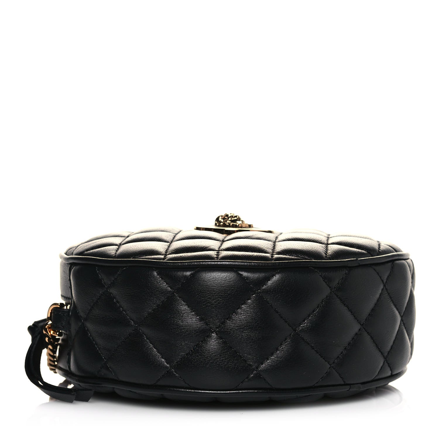 Versace La Medusa Round Quilted Leather Black Shoulder Bag