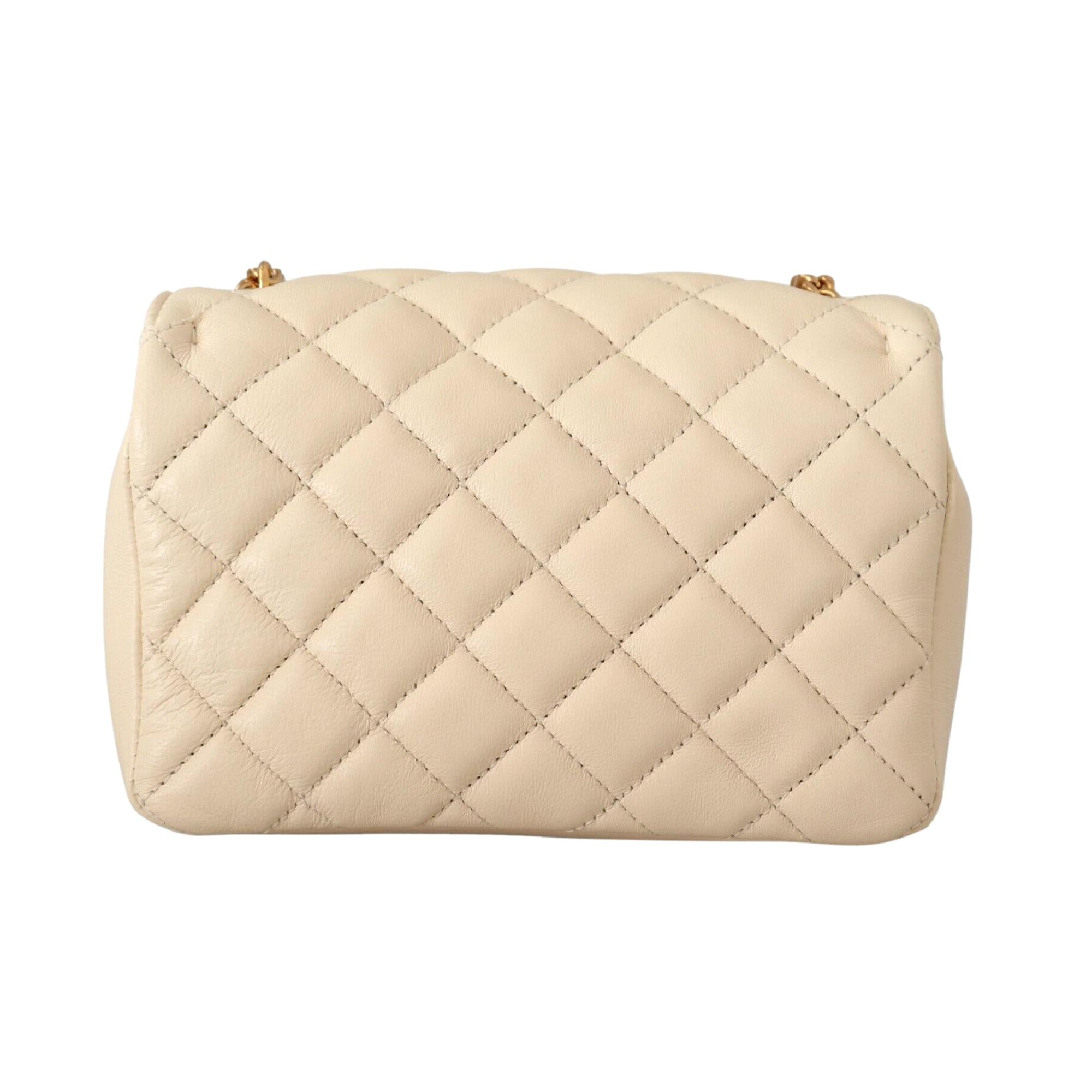 Versace Medusa Nappa Quilted Beige Leather Chain Crossbody