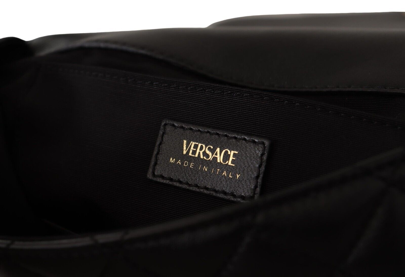 Versace La Medusa Nappa Quilted Black Leather Large Shoulder Bag