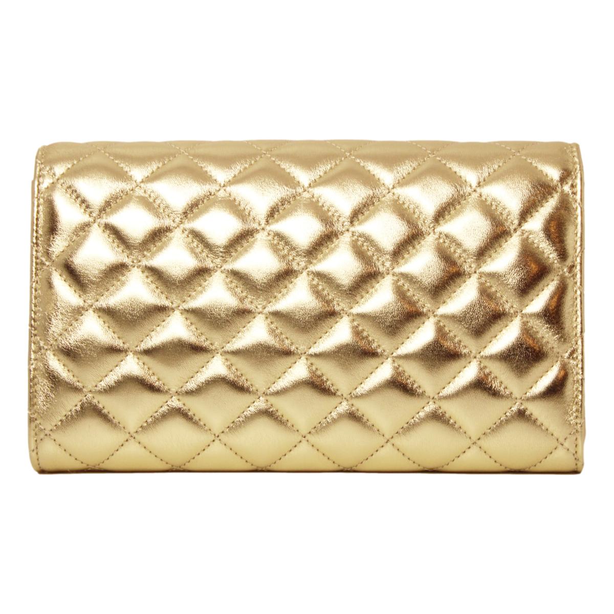 Versace Metallic Gold Leather Medusa Chain Wallet Bag