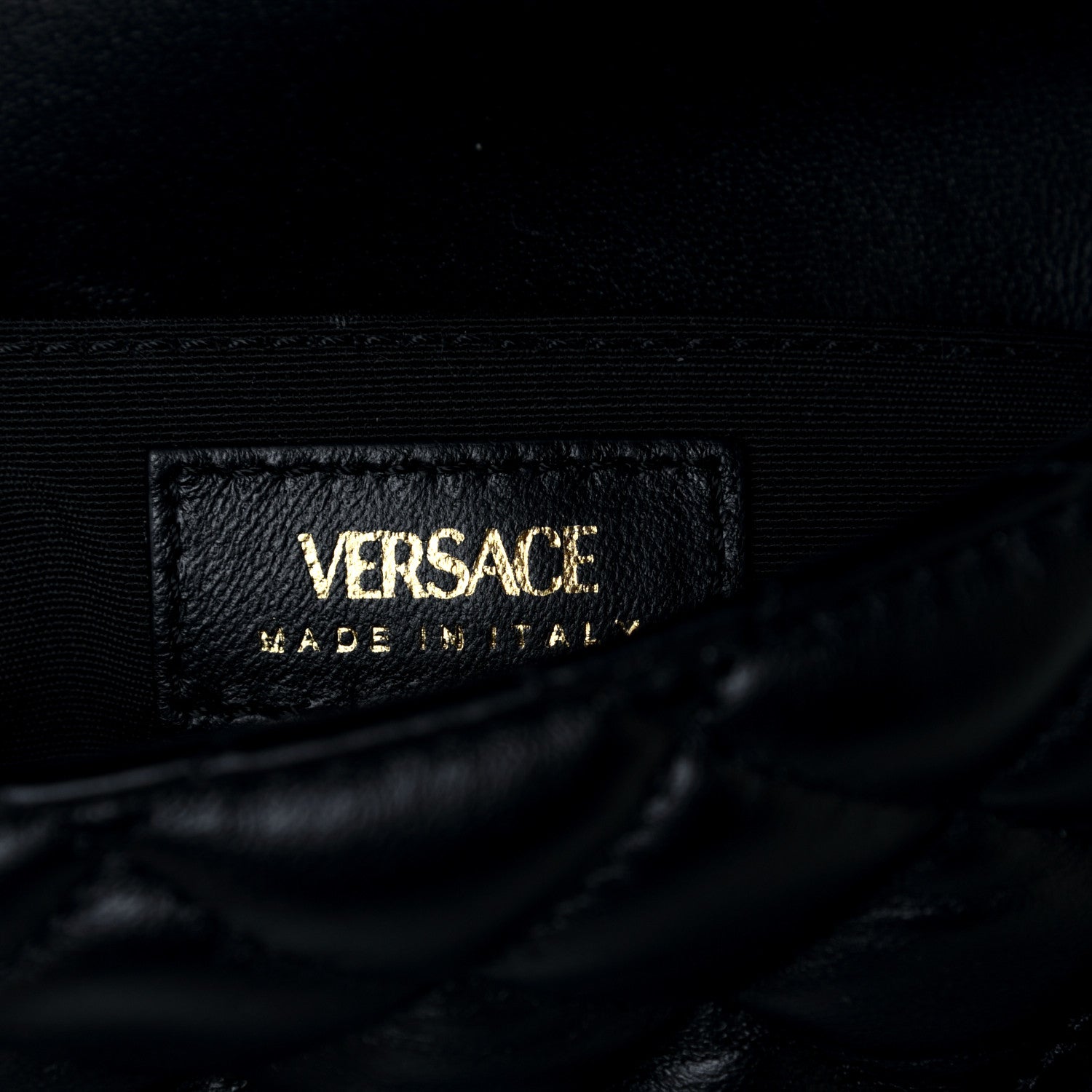 Versace Medusa Nappa Quilted Black Leather Chain Crossbody