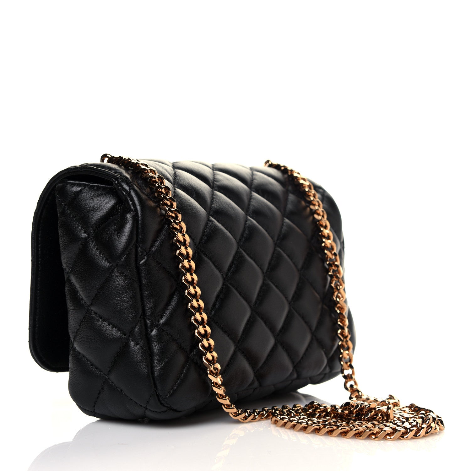 Versace Medusa Nappa Quilted Black Leather Chain Crossbody