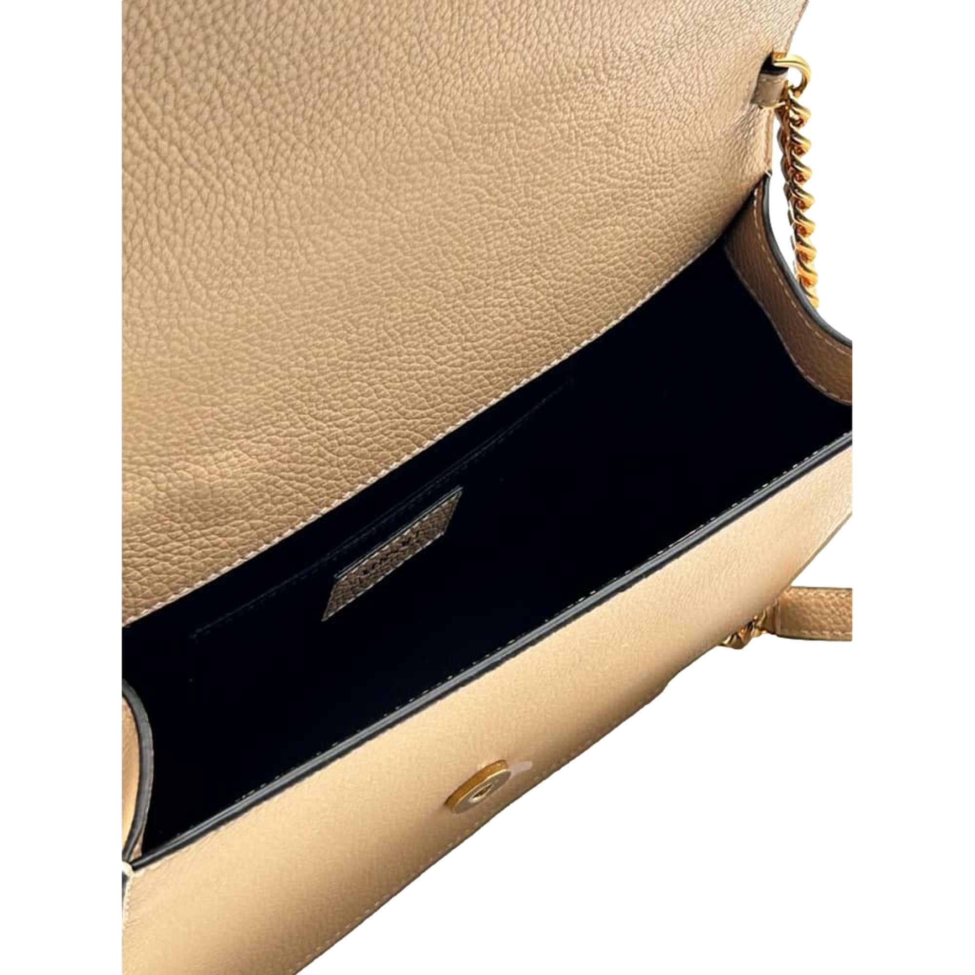 Versace Virtus Beige Pebbled Leather Crossbody